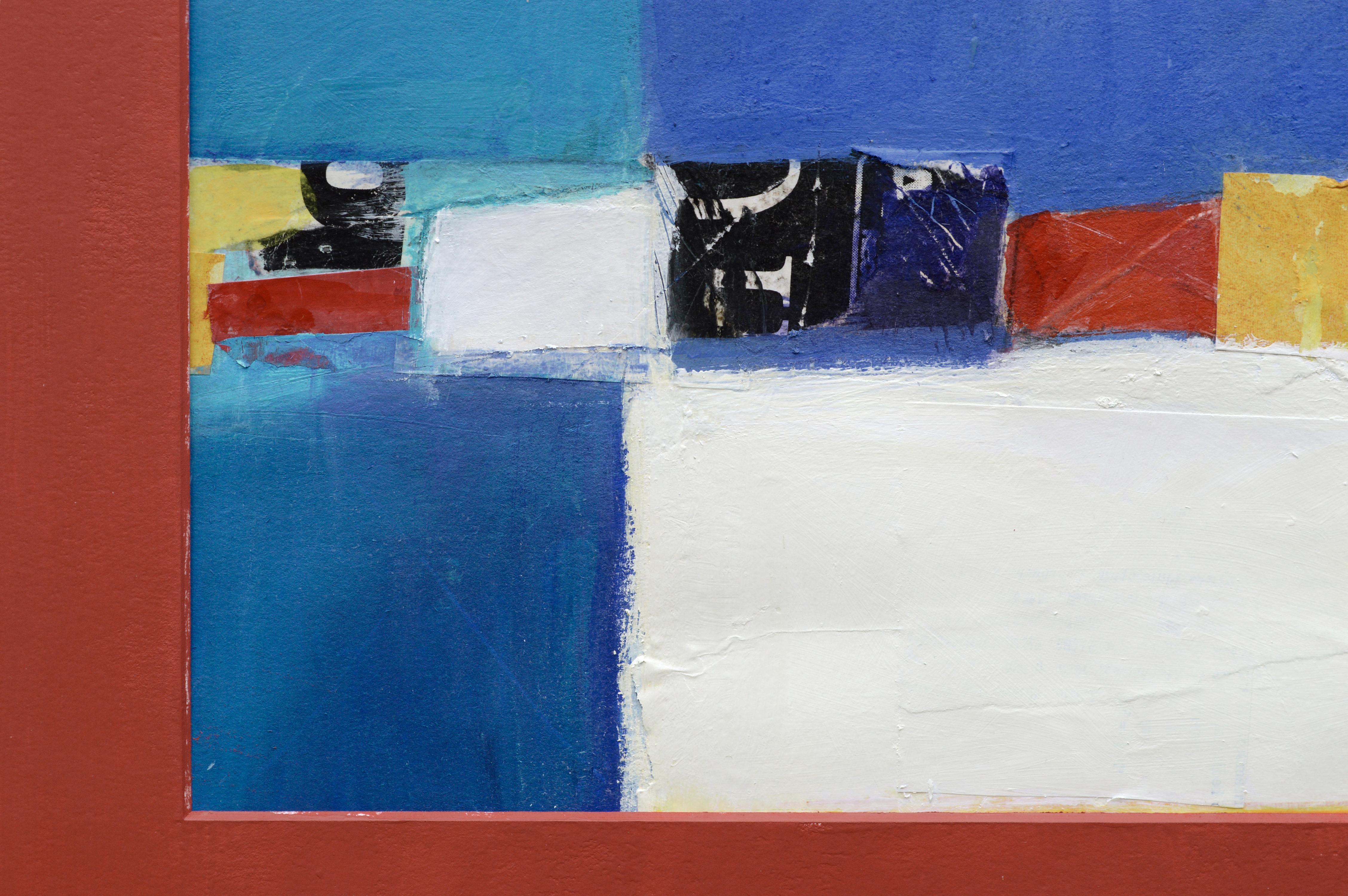 Mutige und farbenfrohe abstrakte Komposition von Carolyn Cole (amerikanisch:: 20. Jahrhundert). Dieses Stück besteht aus verschiedenen Schichten von Papier:: Farbe und anderen Medien. Unten rechts signiert 