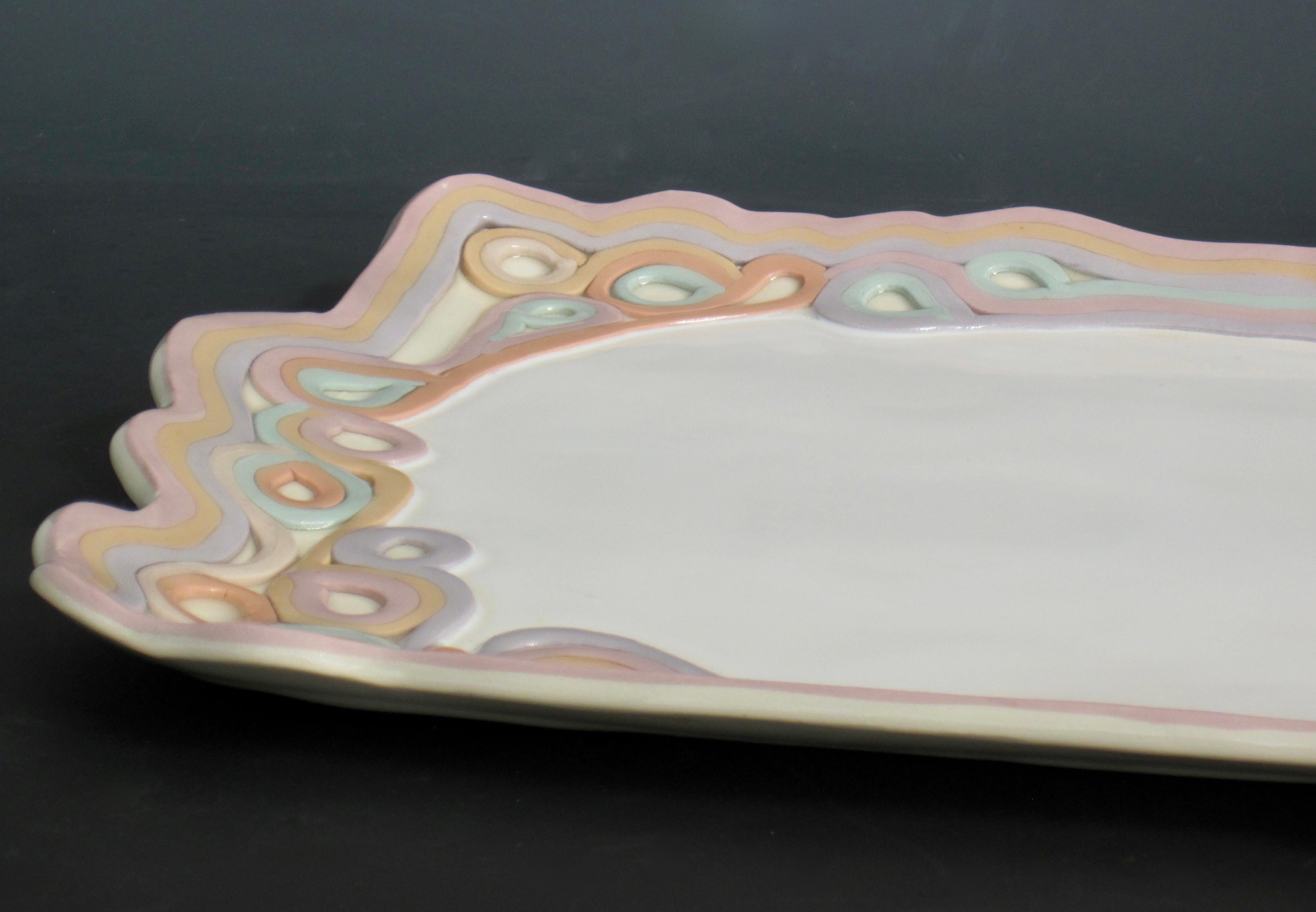 Carolyn Leung Studio Made Pastel Glazed Ceramic Tray For Sale 2