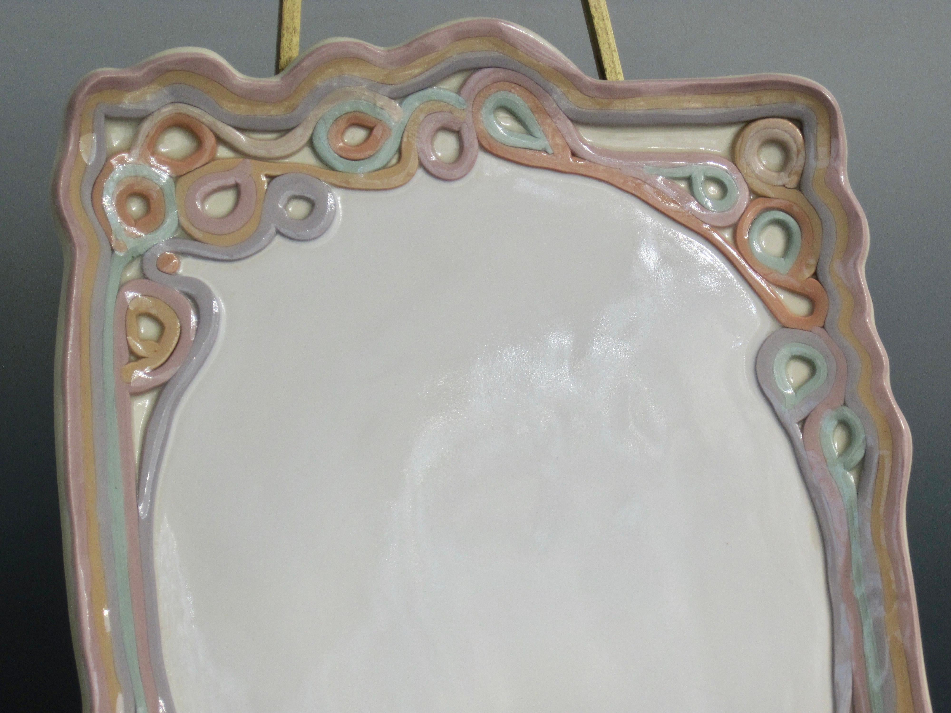 American Carolyn Leung Studio Made Pastel Glazed Ceramic Tray For Sale