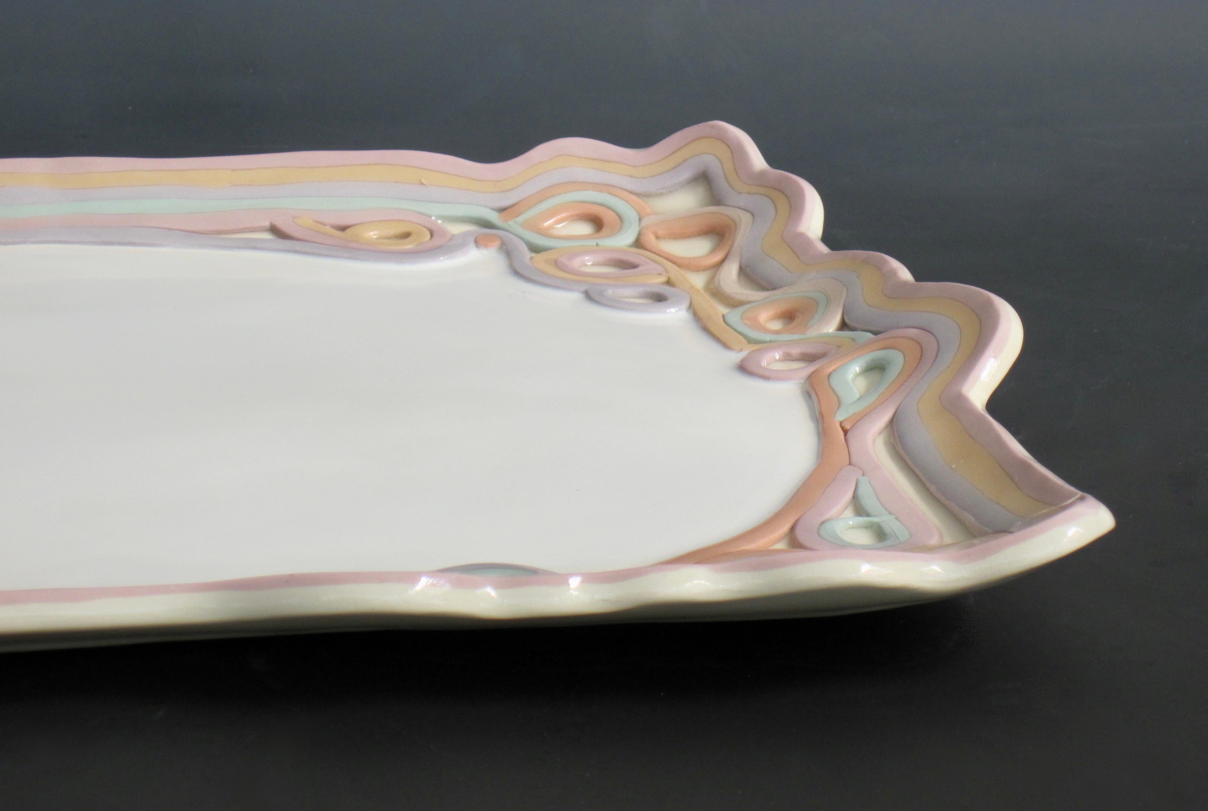 Carolyn Leung Studio Made Pastel Glazed Ceramic Tray For Sale 1