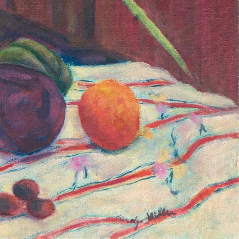 'Still Life of Orchids', Art Students League, Denver, Colorado - Painting by Carolyn Miller