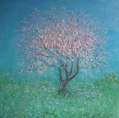 Apfelblüte.  Zeitgenössisches impressionistisches Ölgemälde