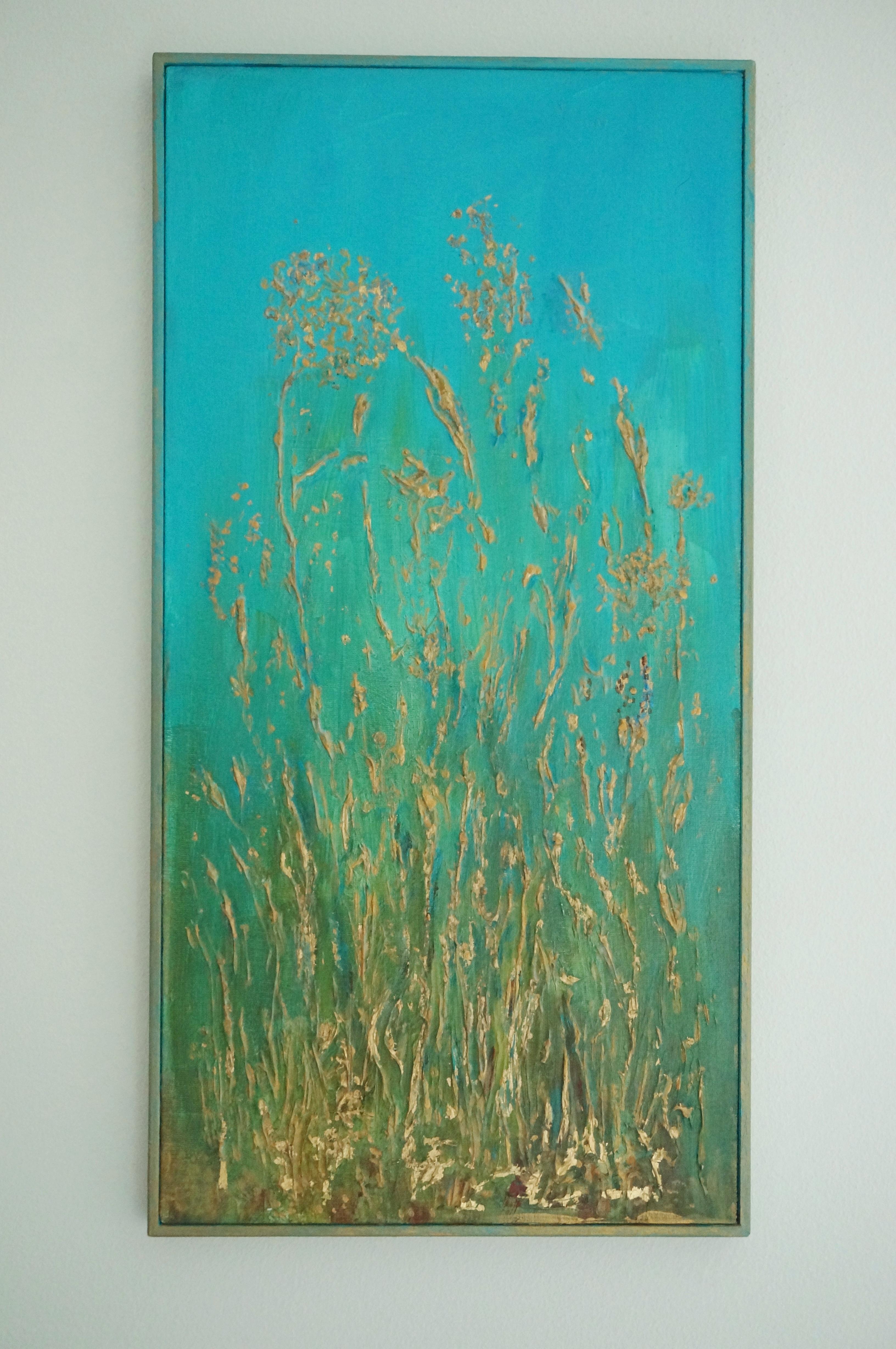 Golden Grasses. Contemporary Impressionist Diptych Painting For Sale 14