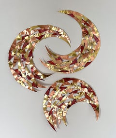 Around Here Somewhere - Crescent Moon Copper Metal Wall Sculpture, 2025