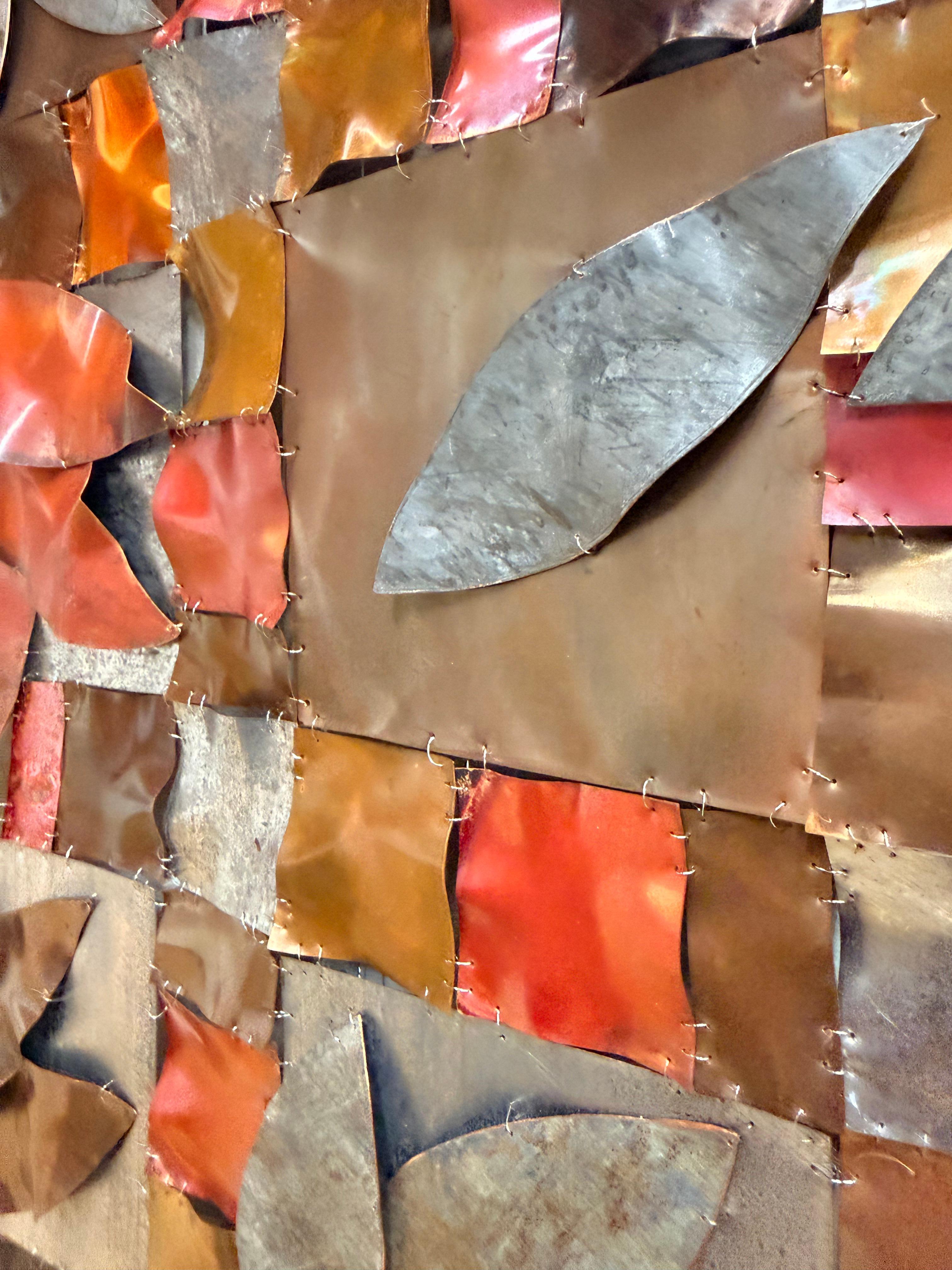 Fidelia - Escultura de Pared Cuadrada de Rejilla Metálica Hojas de Cobre, 2025 en venta 1