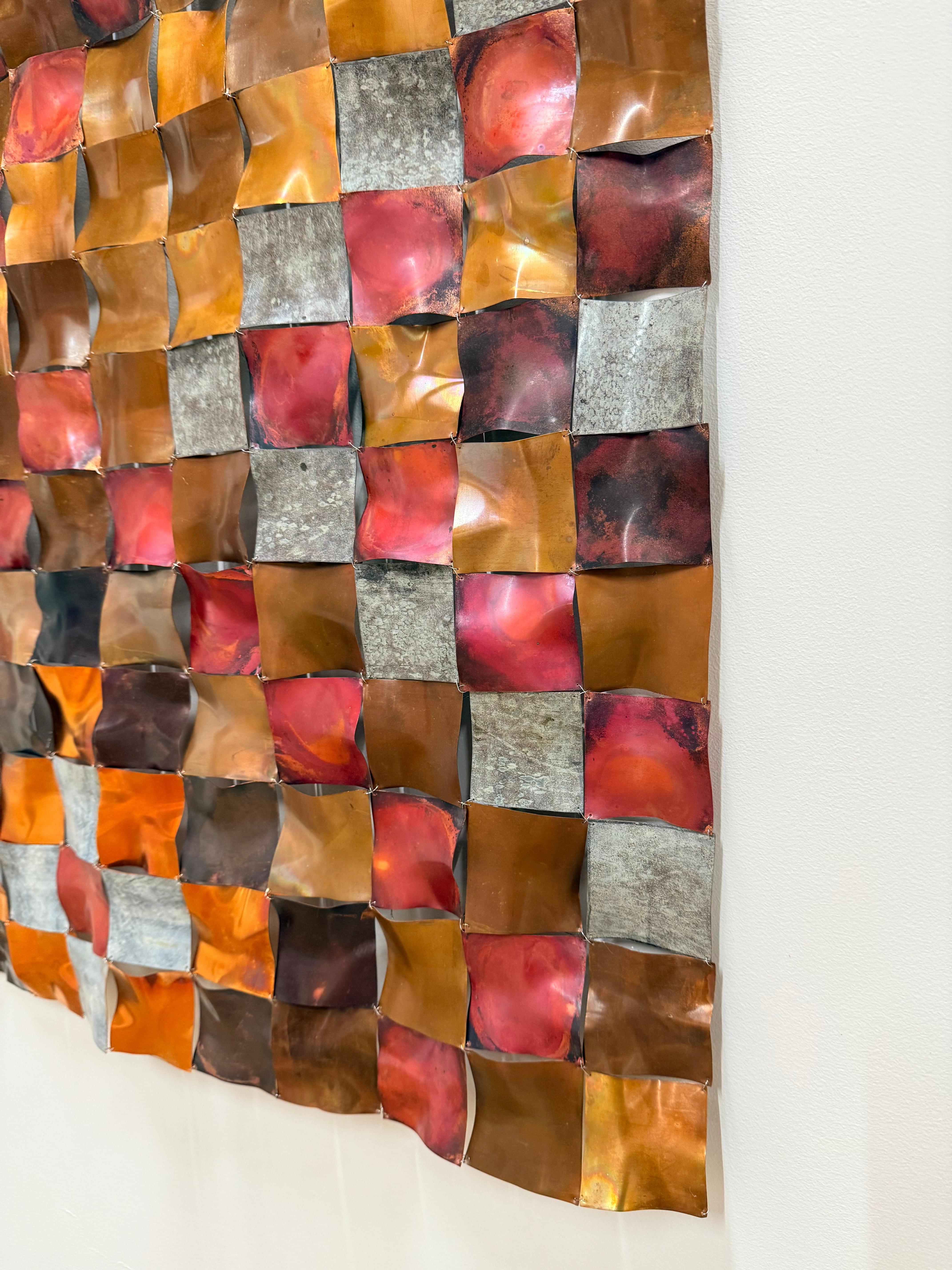 Near Oakdale - Copper Metallic Diamond Patchwork Grid Wall Sculpture, 2025 en vente 7