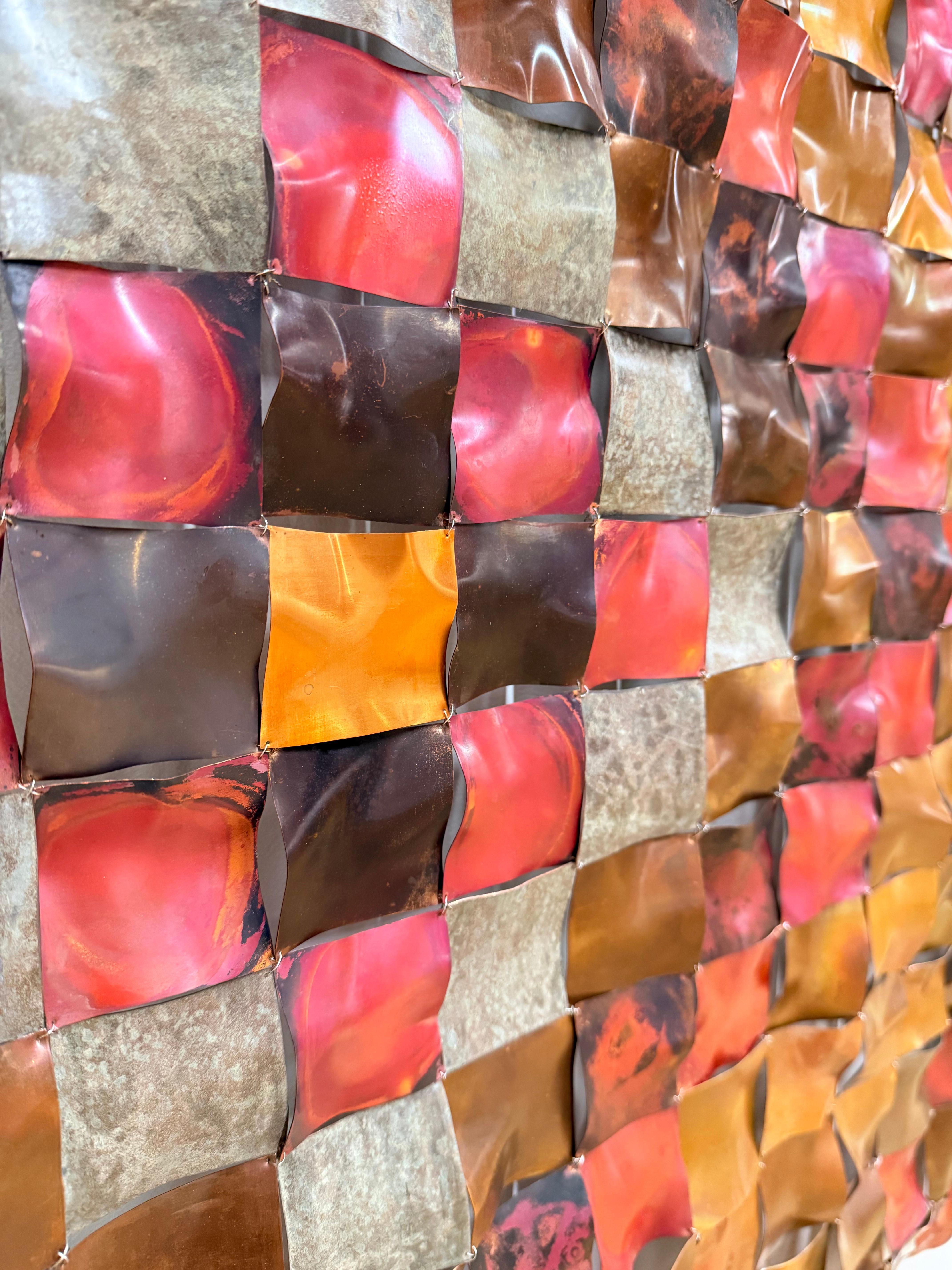 Near Oakdale - Copper Metallic Diamond Patchwork Grid Wall Sculpture, 2025 en vente 2