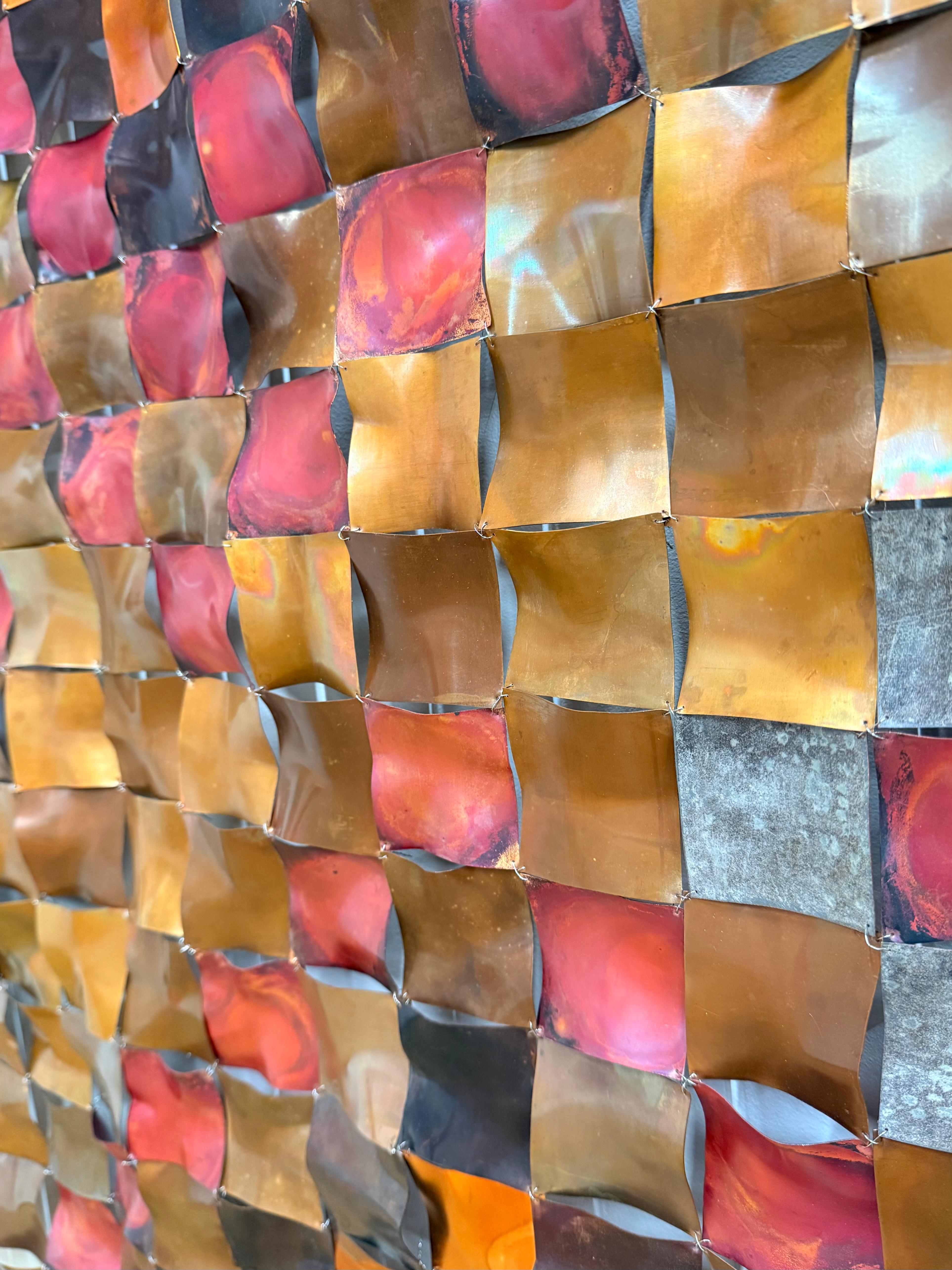 Near Oakdale - Copper Metallic Diamond Patchwork Grid Wall Sculpture, 2025 en vente 6