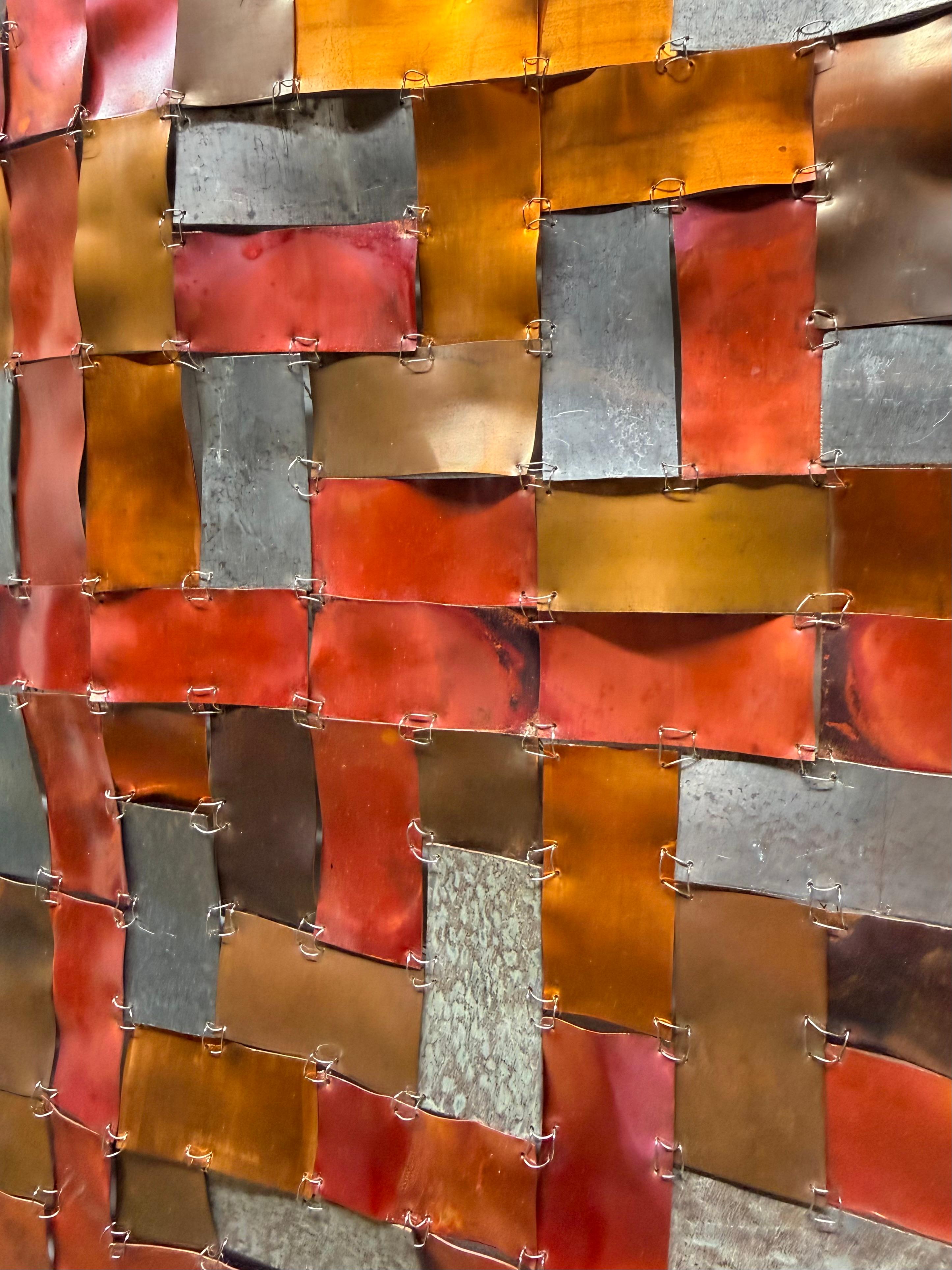 Remind Me - Copper Metal Rectangular Grid Wall Sculpture, 2025 For Sale 7
