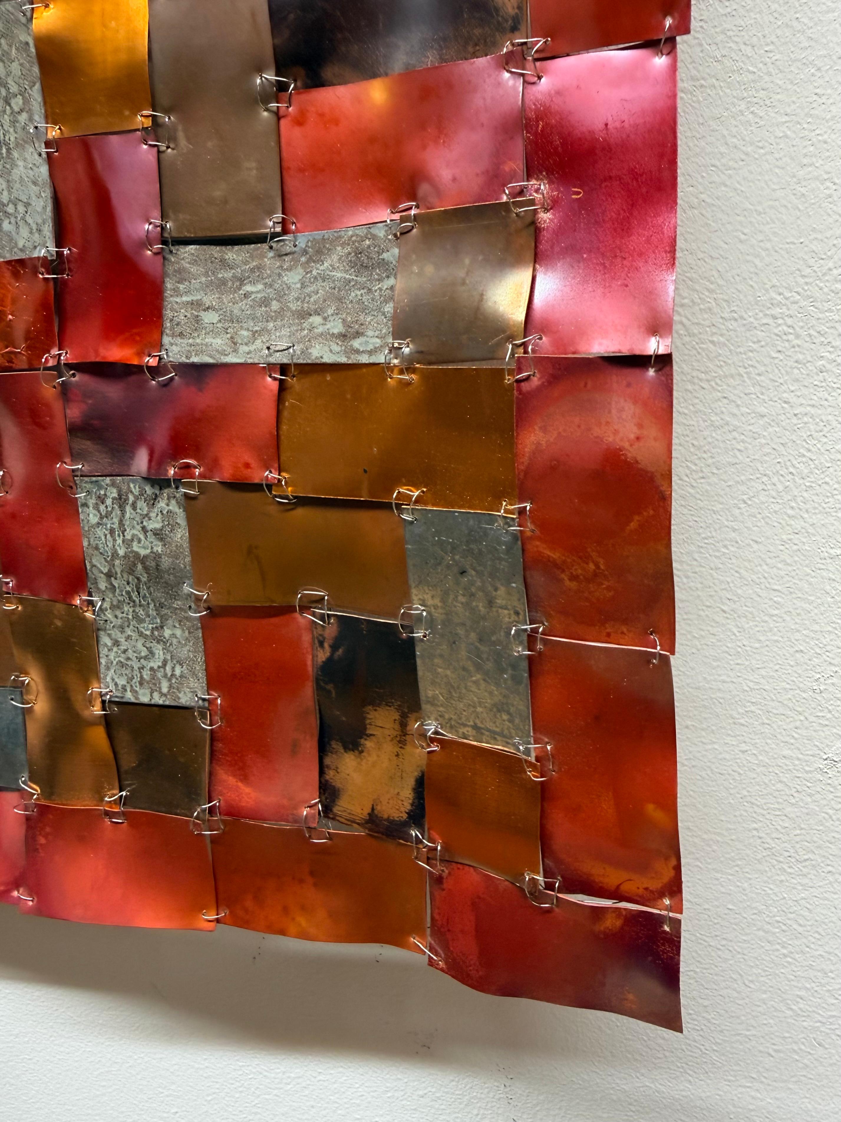Remind Me - Copper Metal Rectangular Grid Wall Sculpture, 2025 For Sale 8