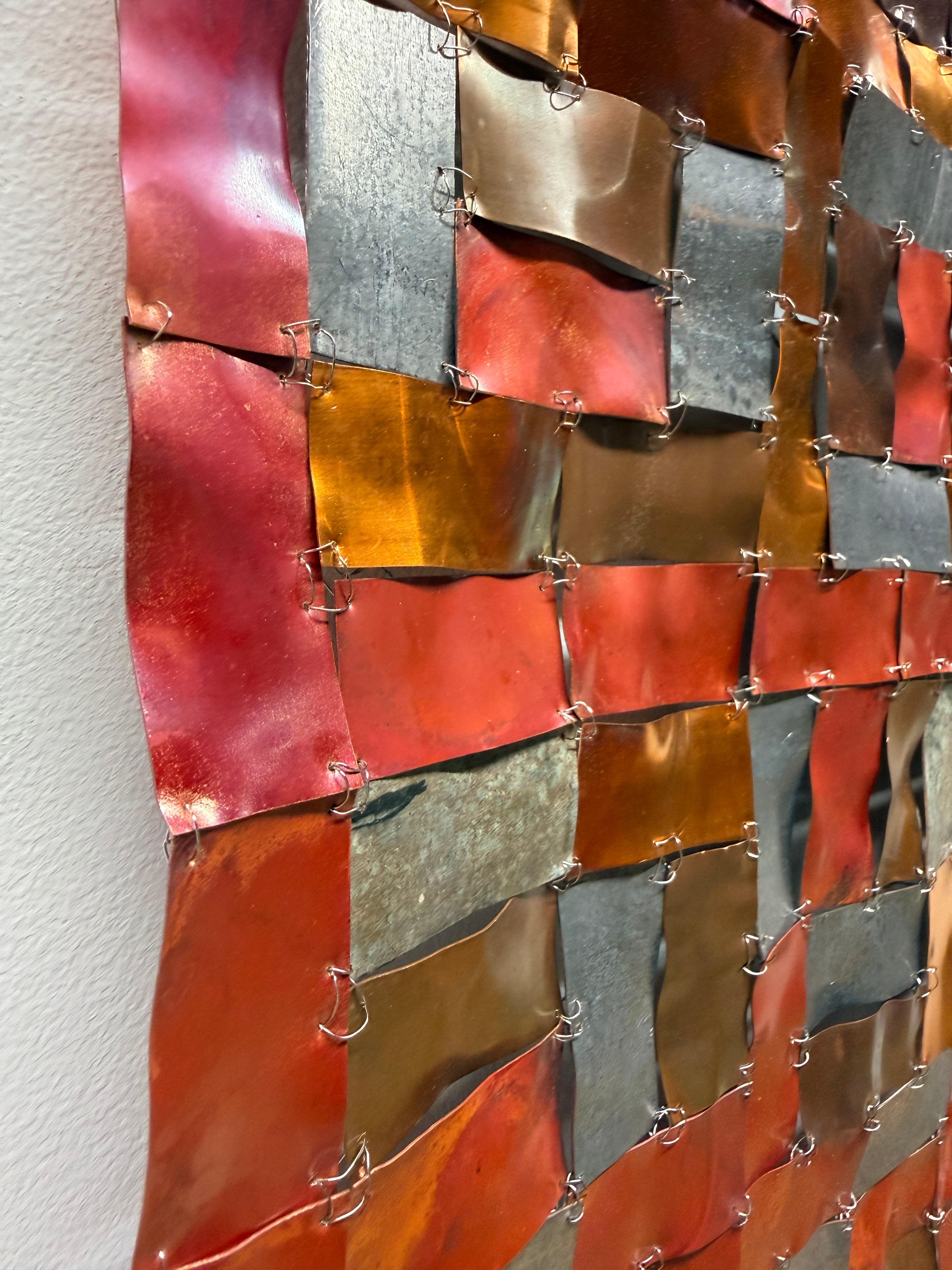 Remind Me - Copper Metal Rectangular Grid Wall Sculpture, 2025 - Brown Abstract Sculpture by Carolyn Millstein