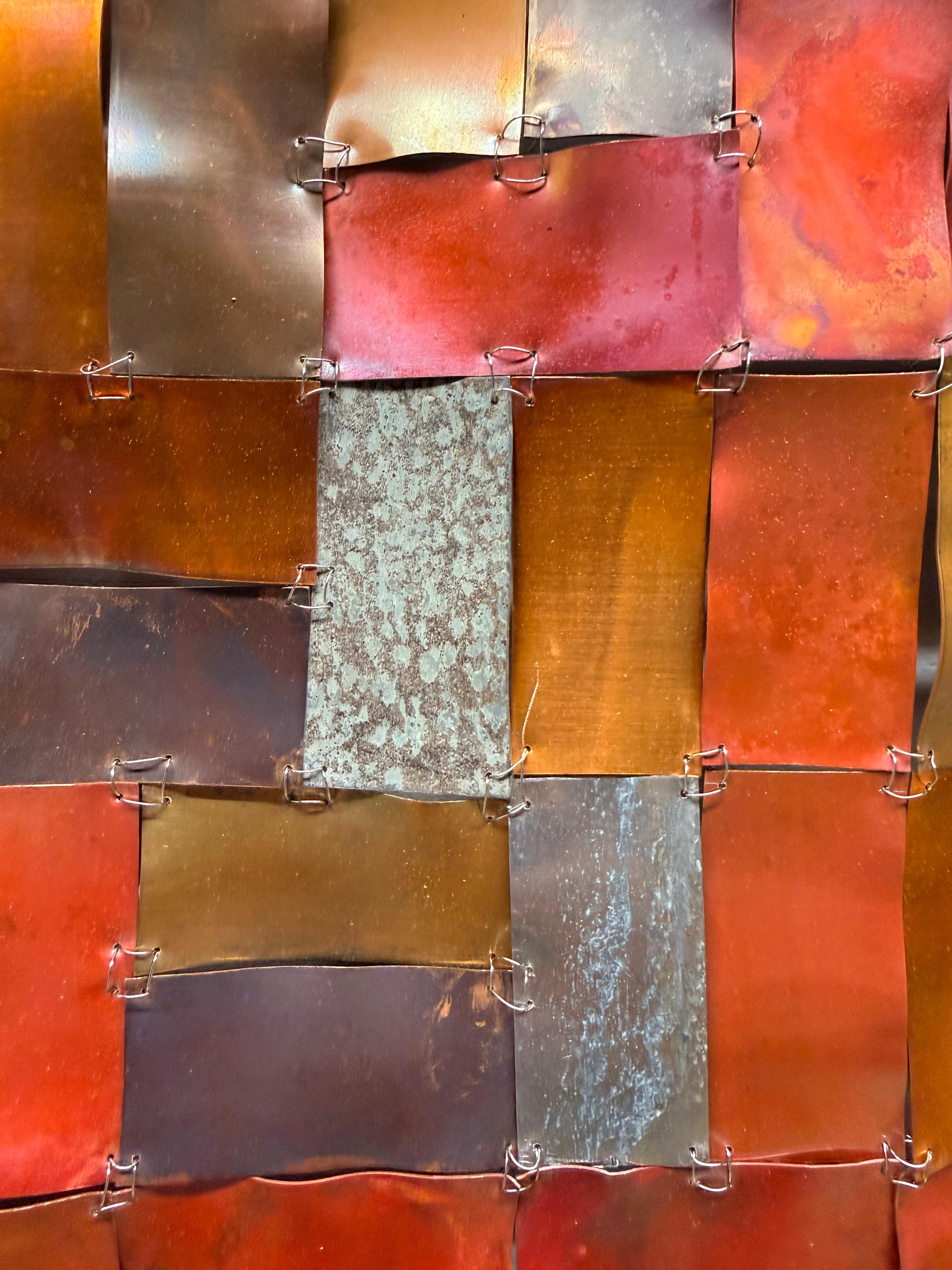 Remind Me - Copper Metal Rectangular Grid Wall Sculpture, 2025 For Sale 1