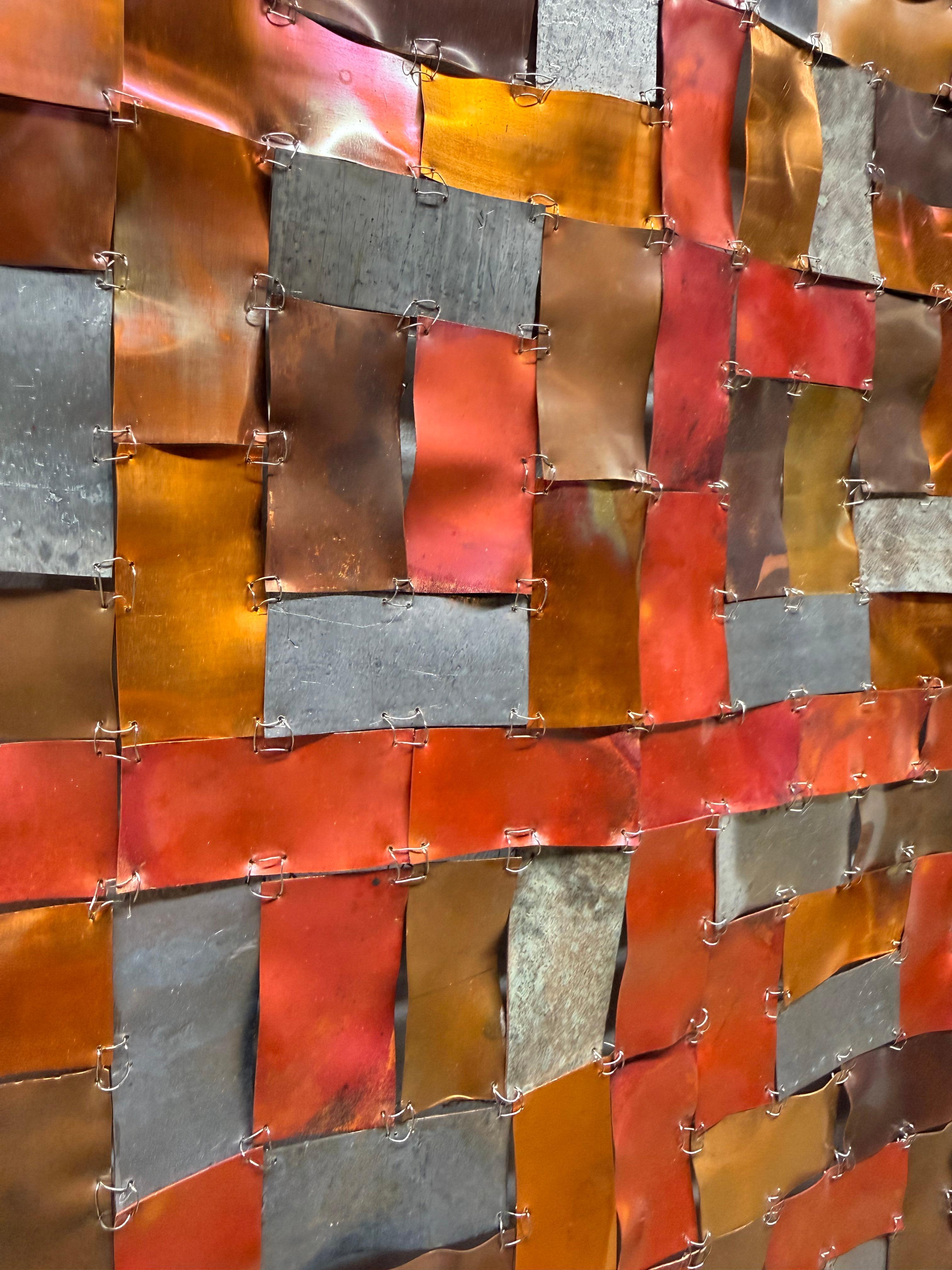 Remind Me - Copper Metal Rectangular Grid Wall Sculpture, 2025 For Sale 2