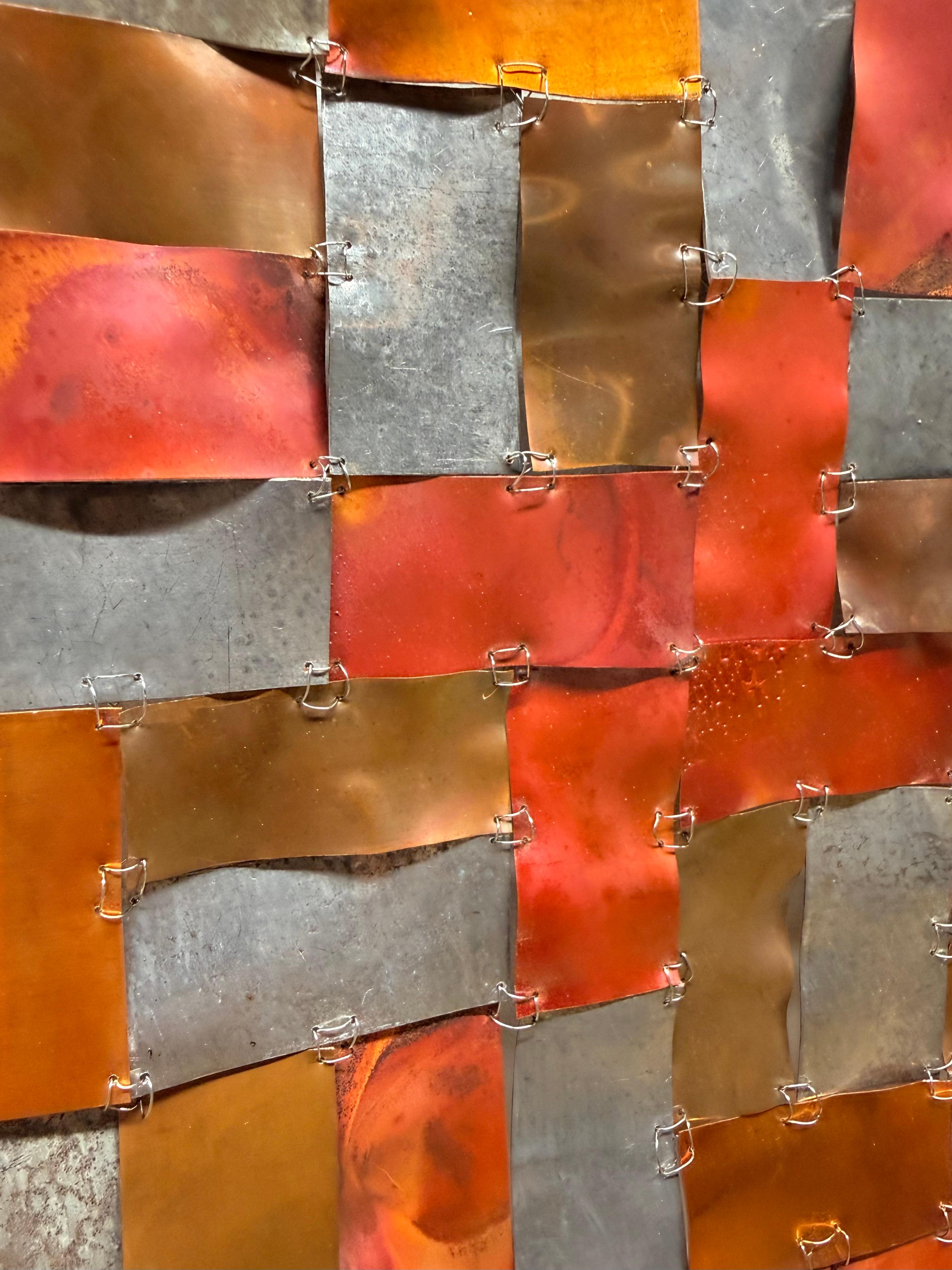 Remind Me - Copper Metal Rectangular Grid Wall Sculpture, 2025 For Sale 3