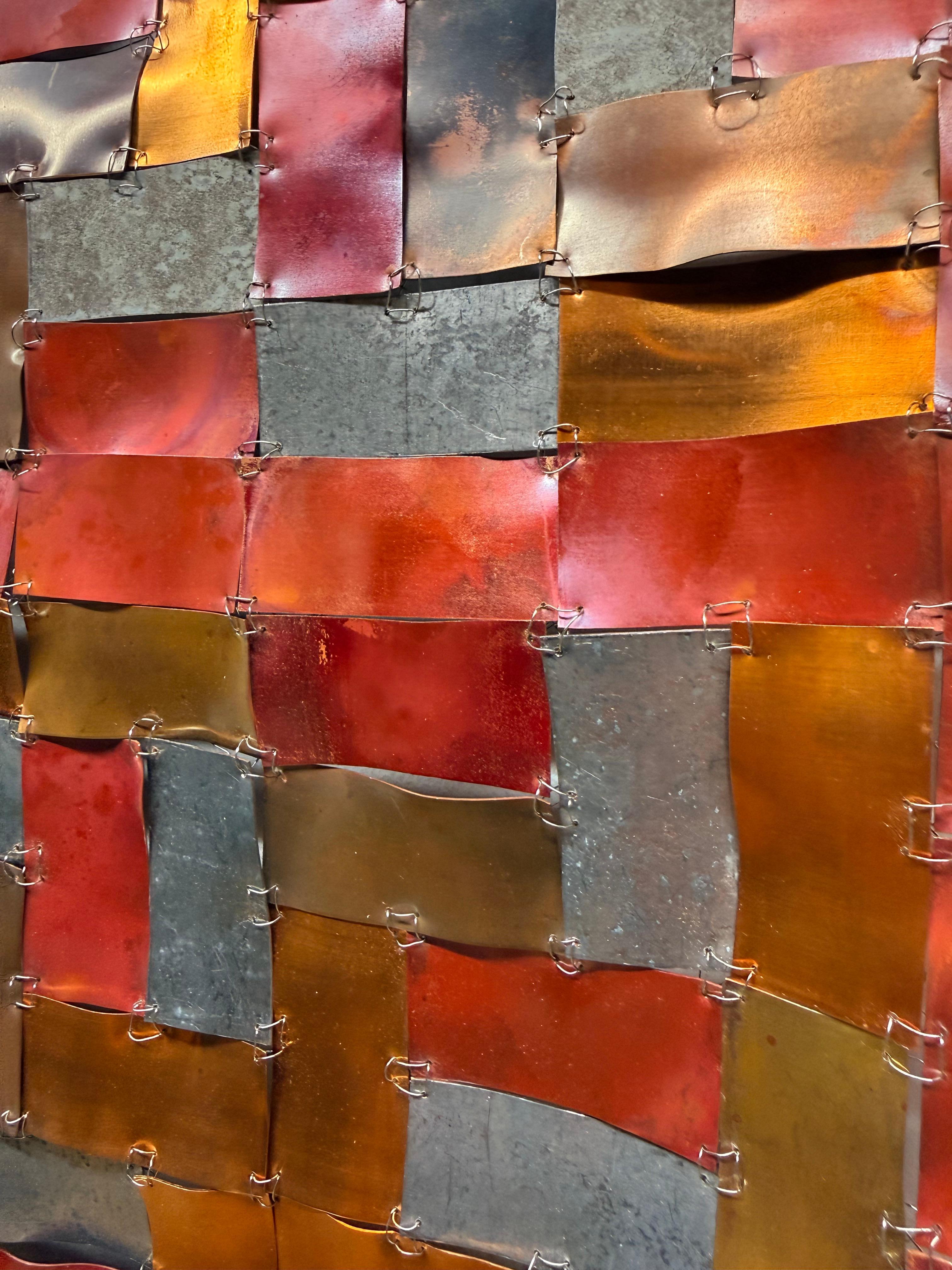 Remind Me - Copper Metal Rectangular Grid Wall Sculpture, 2025 For Sale 5
