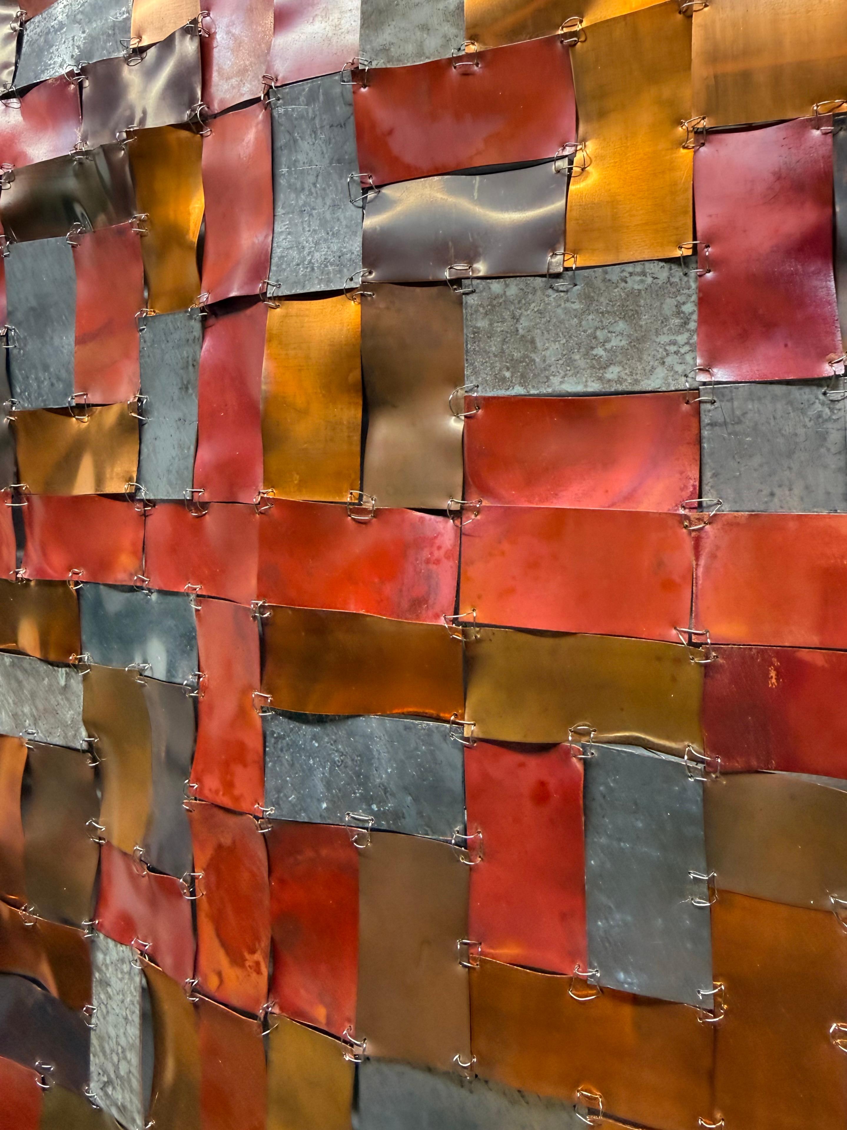 Remind Me - Copper Metal Rectangular Grid Wall Sculpture, 2025 For Sale 6