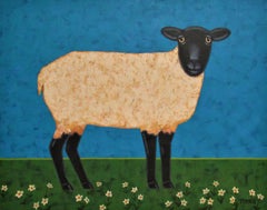 Ewe in Daisies, Original Painting