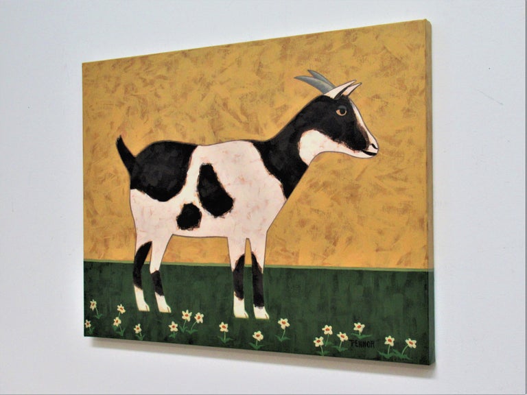 Happy Goat, Original Painting - Outsider Art Art by Carolyn Pennor