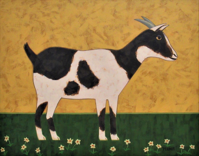 Happy Goat, Original Painting - Art by Carolyn Pennor