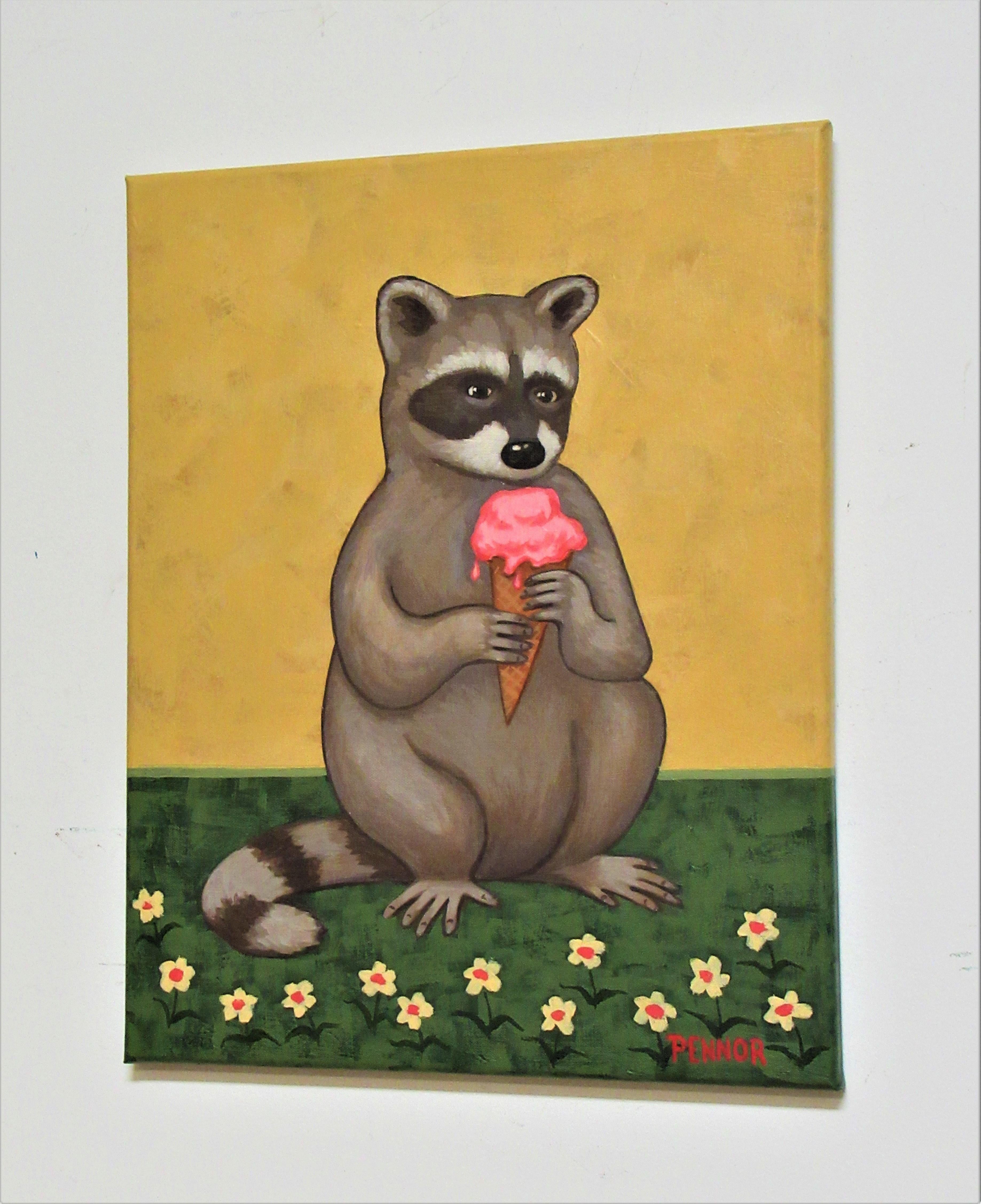 acrylic raccoon painting
