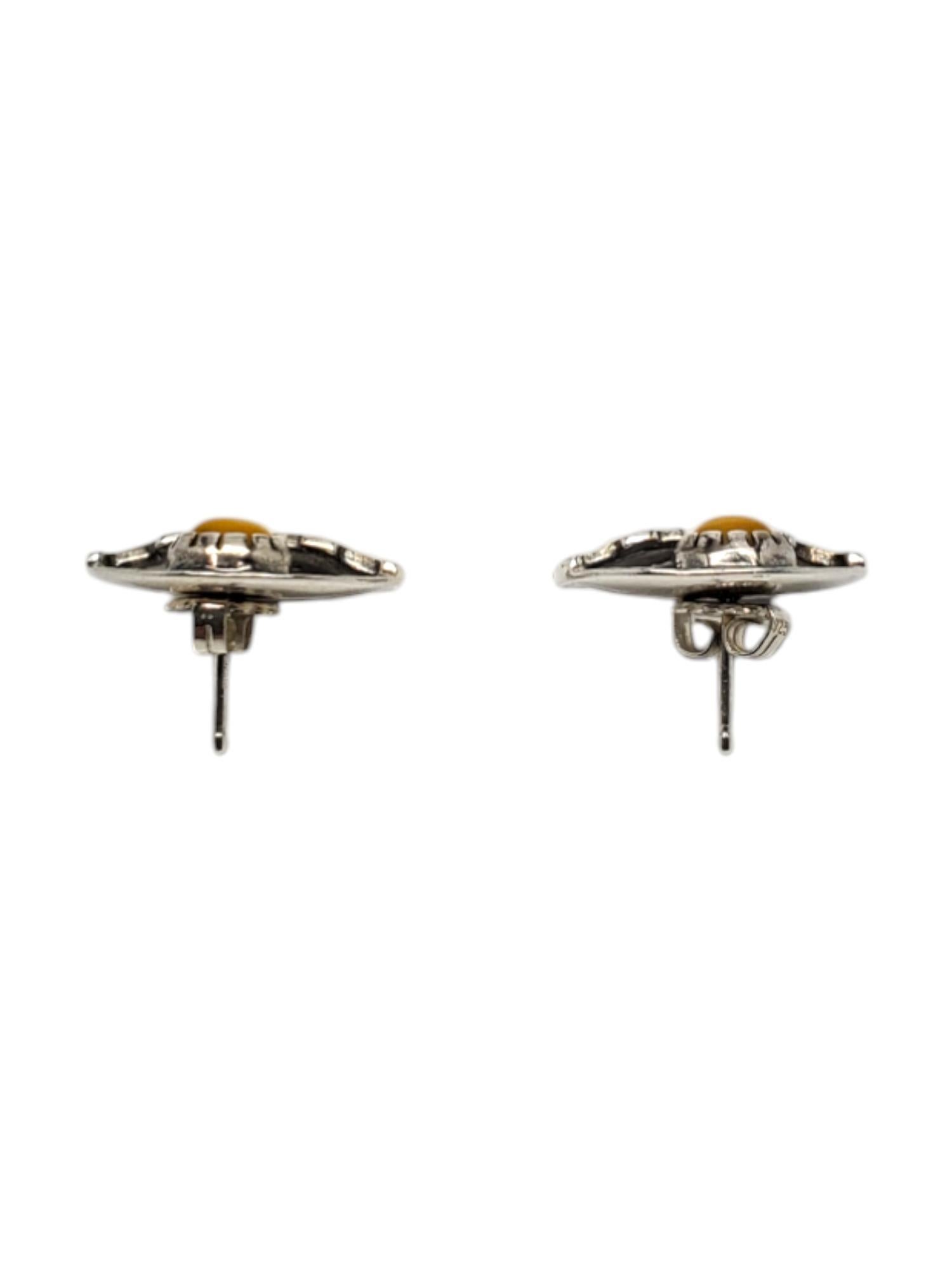 Cabochon Carolyn Pollack 14k & Sterling Silver Citrine Earrings #19950 For Sale