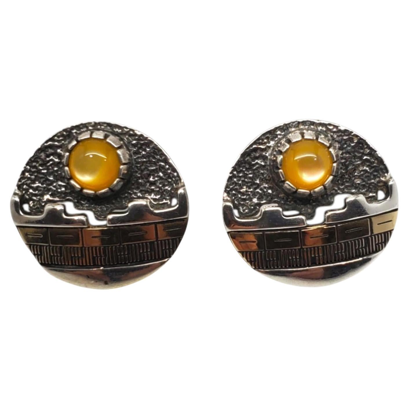 Carolyn Pollack 14k & Sterling Silver Citrine Earrings #19950 For Sale