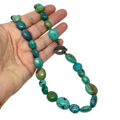 CAROLYN POLLACK 925 sterling silver turquoise beaded designer necklace