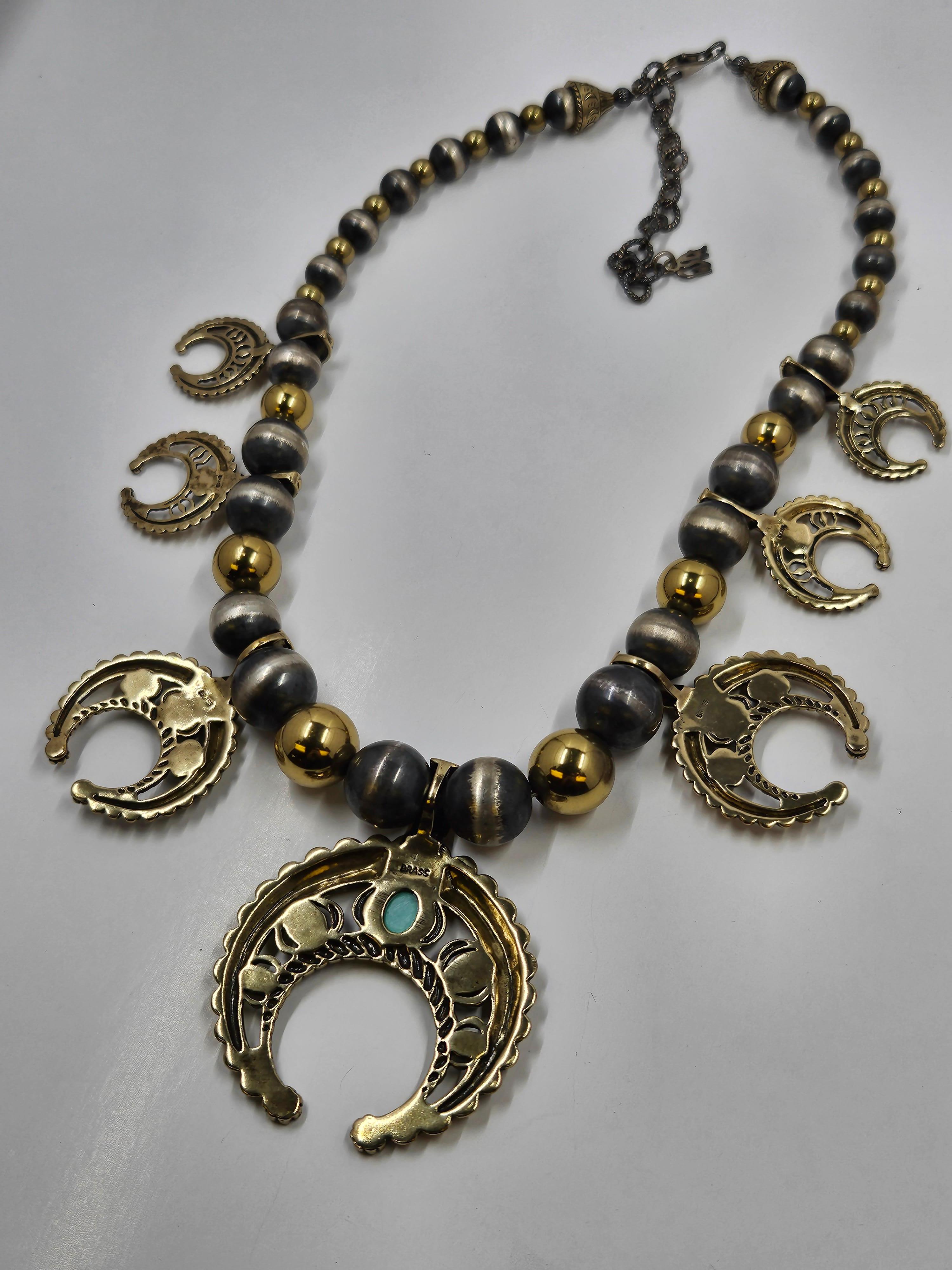 Carolyn Pollack American West Statement-Halskette aus Sterlingsilber und Messing im Angebot 3