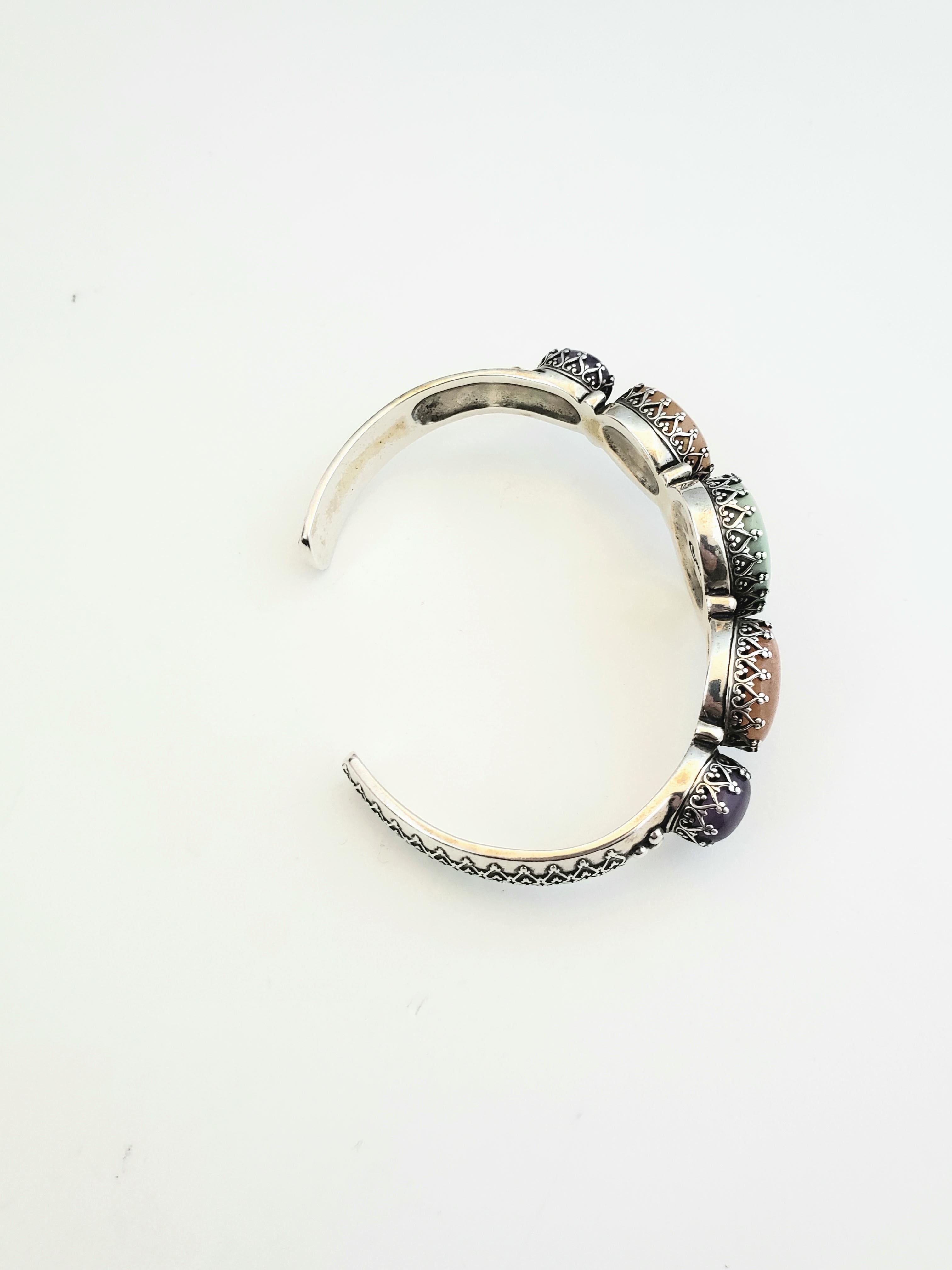 Women's or Men's Carolyn Pollack Relios Sterling Silver Multi Stone Cuff Bracelet