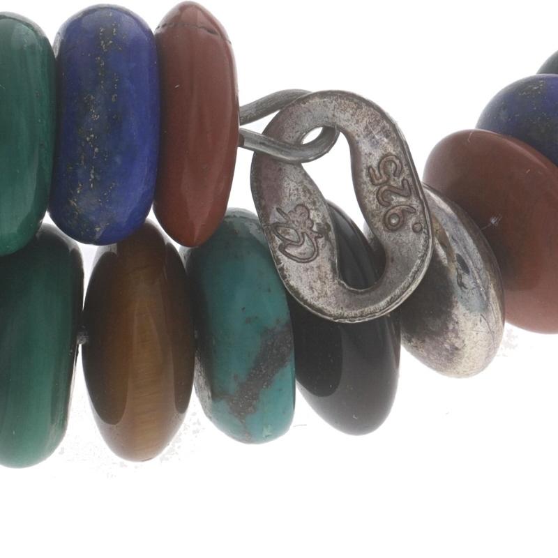 Carolyn Pollack Southwestern Lapis Turq Beaded Wrap Bracelet Sterling 925 Adjust For Sale 1