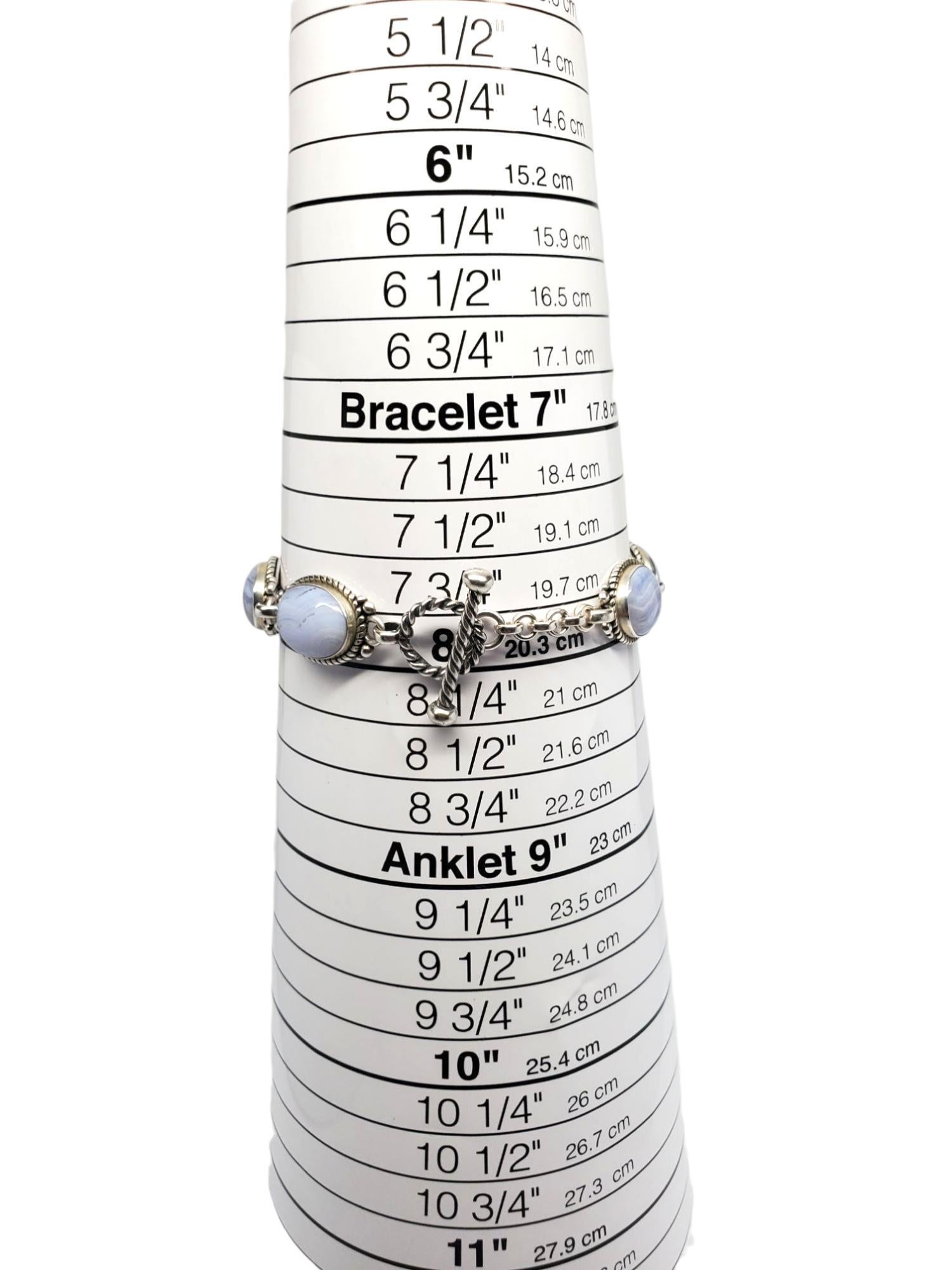 Carolyn Pollack Sterling Blue Lace Agate Purity Promise Toggle Bracelet #21533 en vente 3