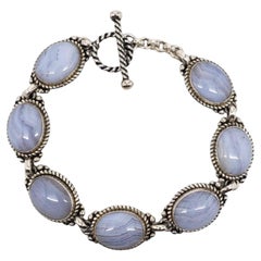 Carolyn Pollack Sterling Blue Lace Agate Purity Promise Toggle Bracelet #21533