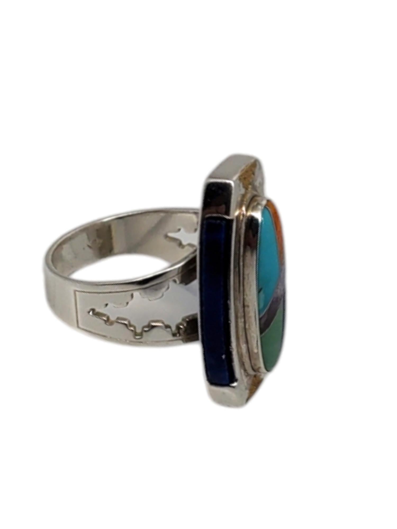 Carolyn Pollack Sterling Silver & 14K Inlay Multi Gemstone Ring Size 8 #20221 In Good Condition In Washington Depot, CT