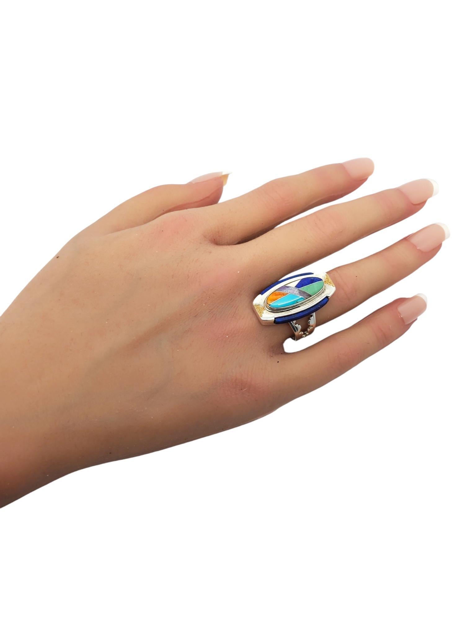 Carolyn Pollack Sterling Silver & 14K Inlay Multi Gemstone Ring Size 8 #20221 1