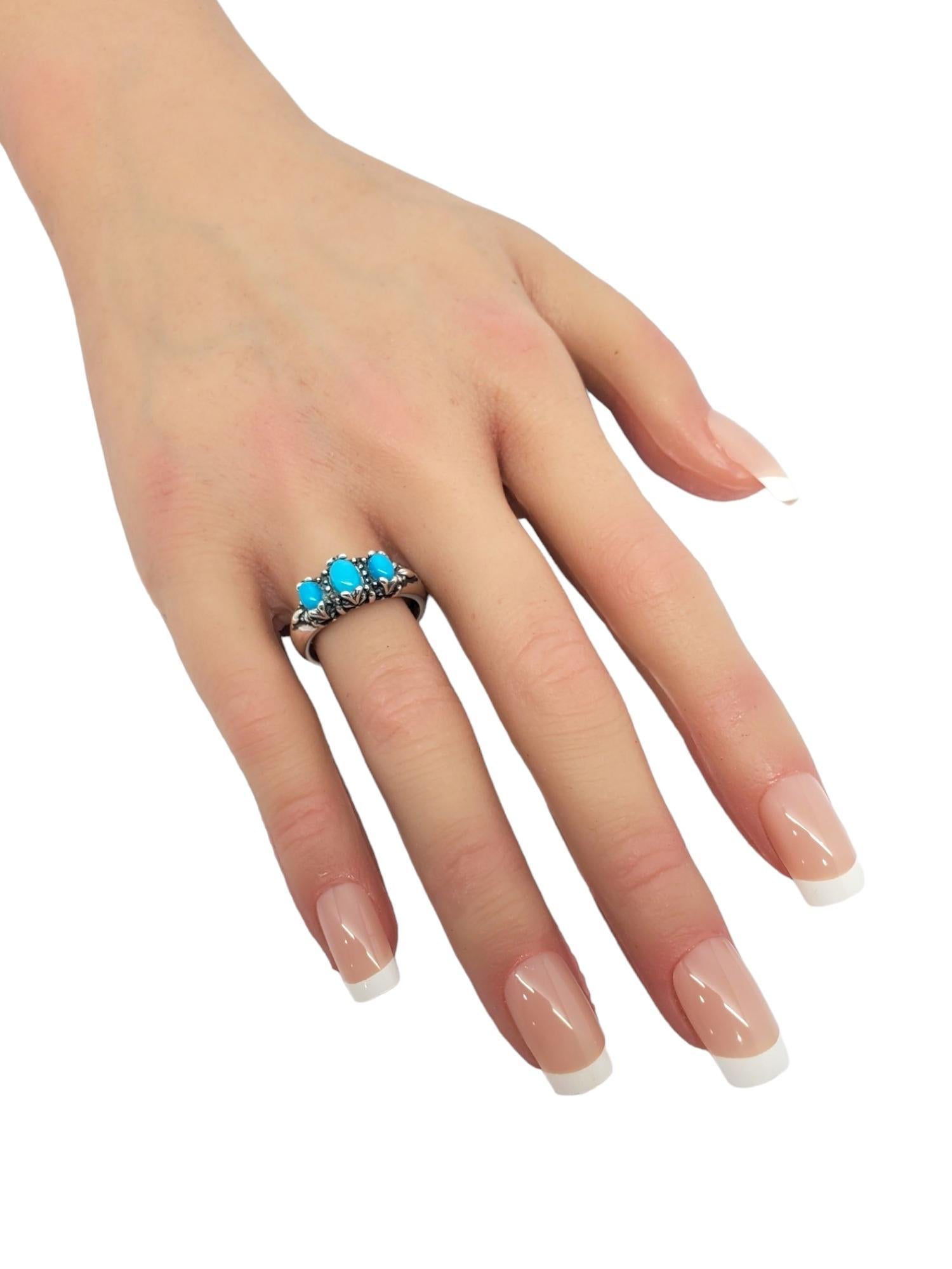 Carolyn Pollack Anello in argento sterling e 3 pietre di turchese misura 7,25 #17113 in vendita 1