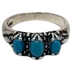 Carolyn Pollack Anello in argento sterling e 3 pietre di turchese misura 7,25 #17113