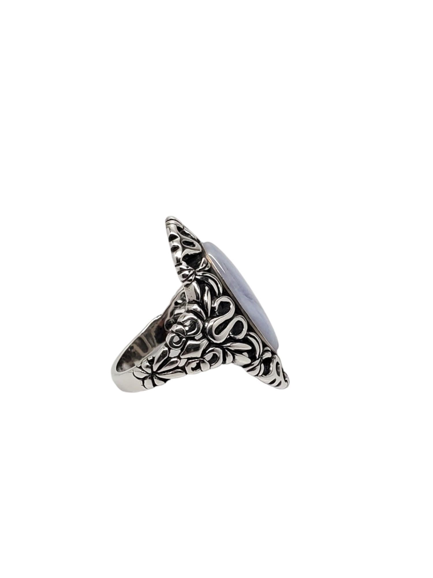 Carolyn Pollack Sterling Silver and Blue Lace Agate Ring Size 10.25 #17088 In Good Condition For Sale In Washington Depot, CT