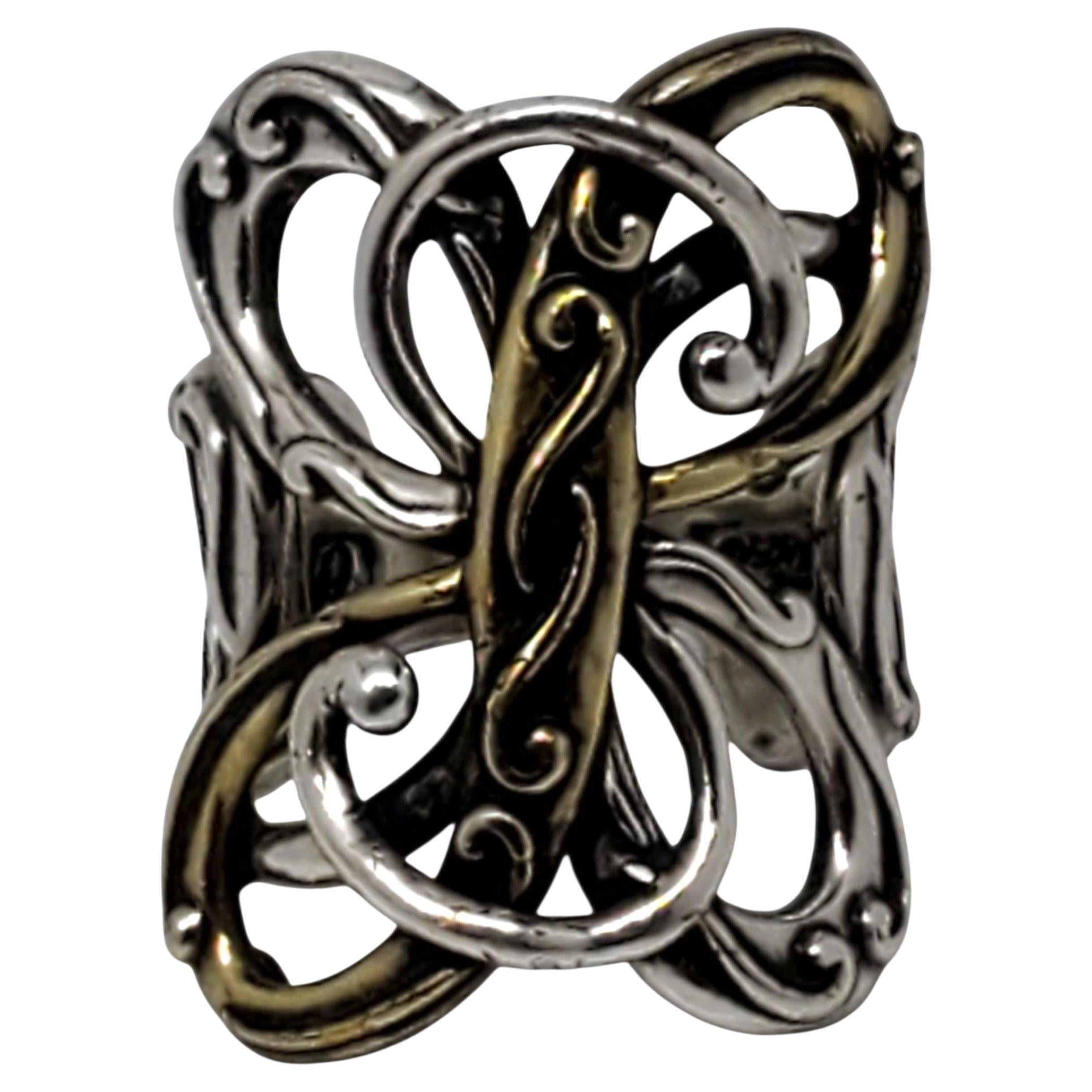 Carolyn Pollack - Anello a volute in argento e ottone misura 6 #23605 in vendita