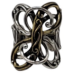 Carolyn Pollack Sterling Silver and Brass Scroll Ring Size 6 #23605