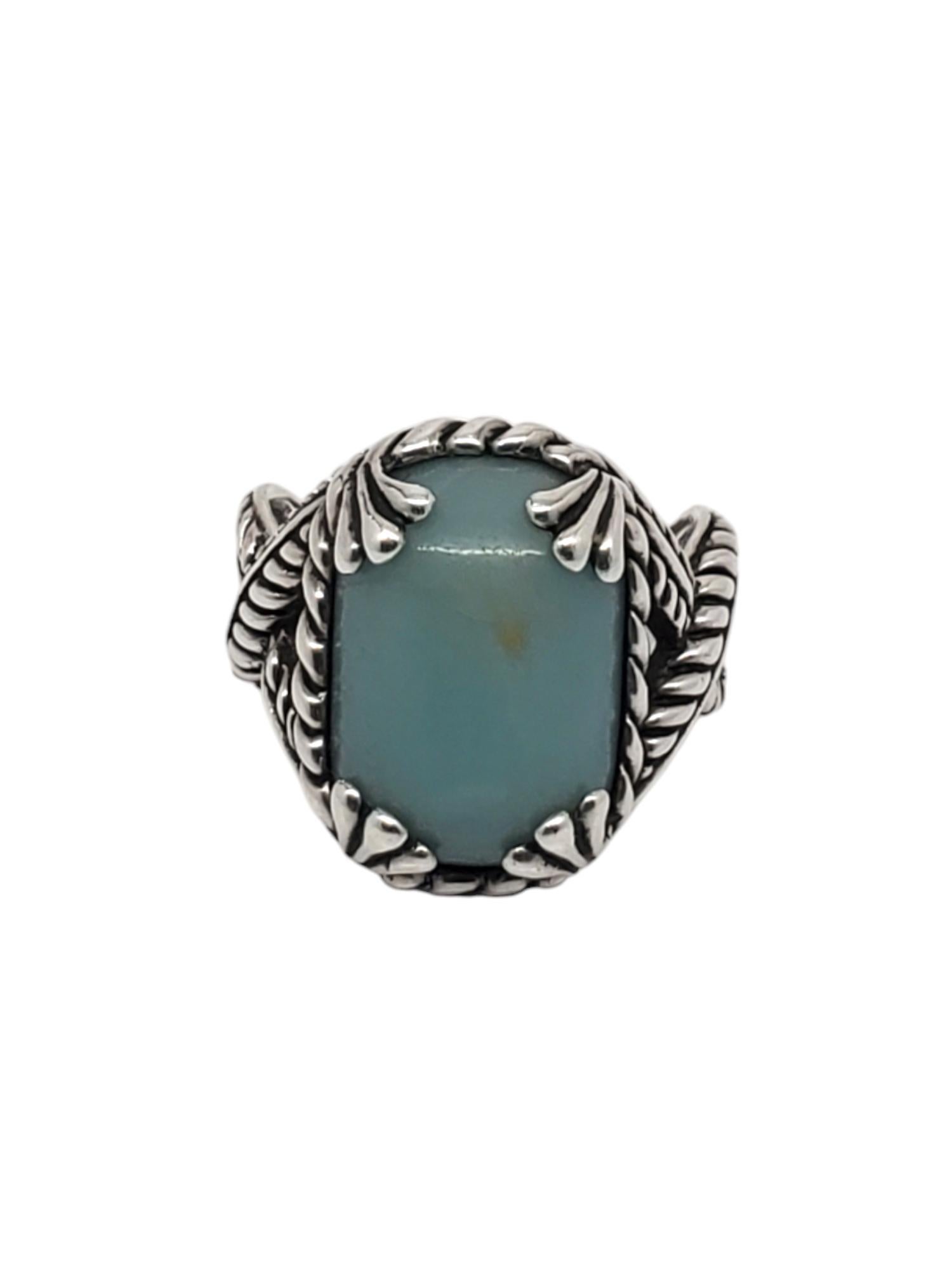Carolyn Pollack Sterling Silver Blue Amagonite Gemstone Ring Size 10 #20835