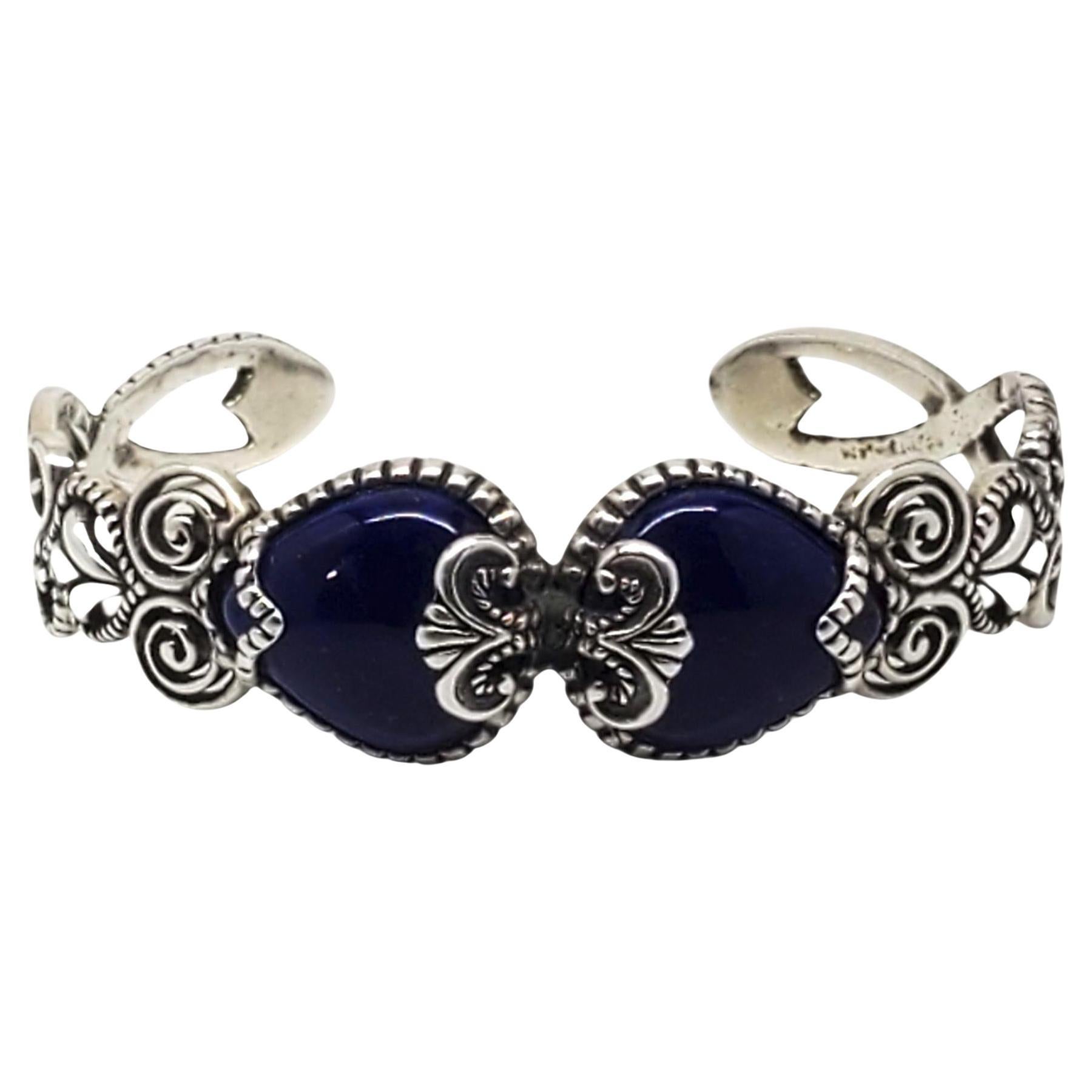 Carolyn Pollack Bracciale con doppia pietra blu in argento Sterling #23629 in vendita