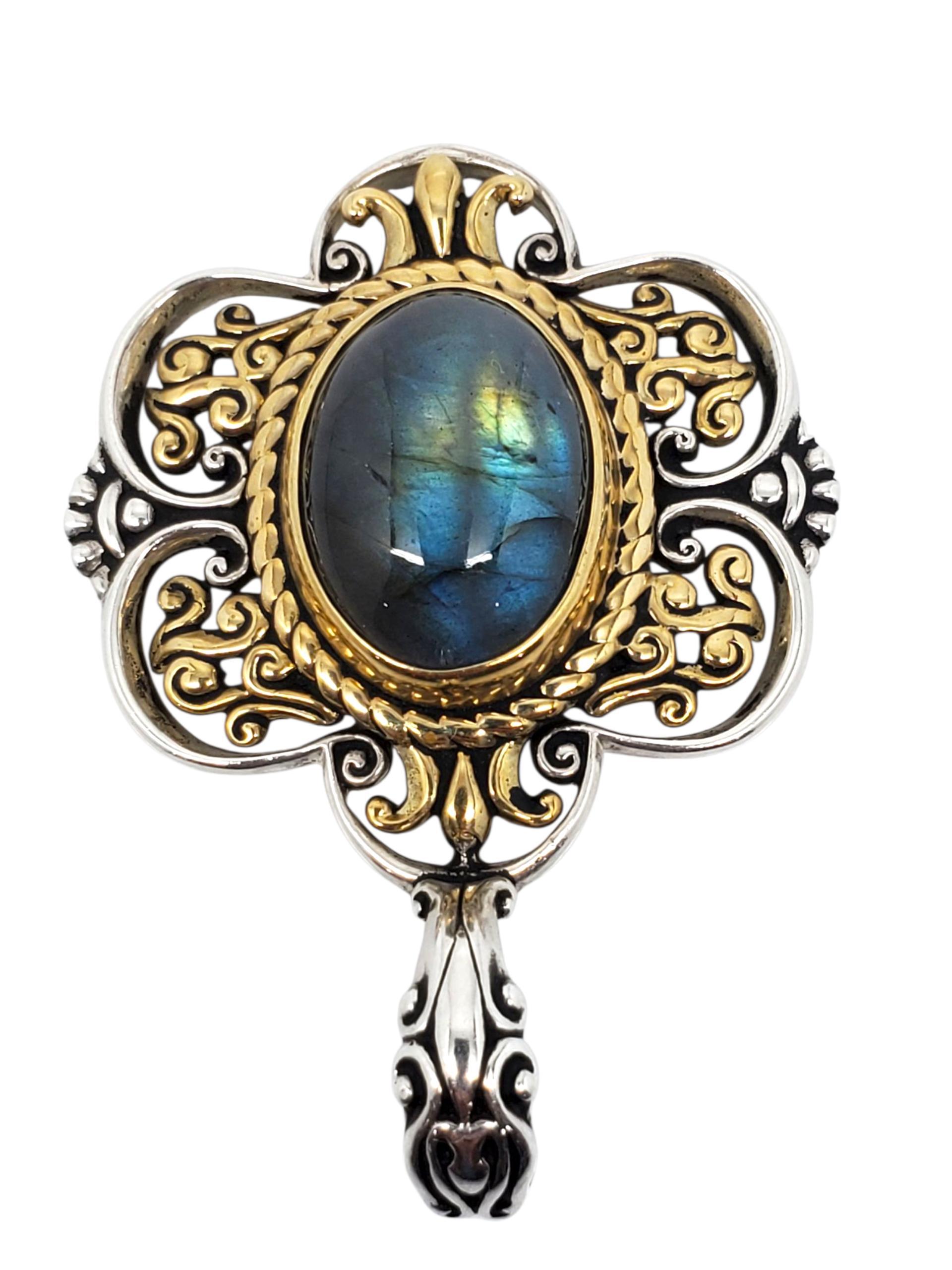 Contemporaneo Ciondolo in argento e ottone con labradorite di Carolyn Pollack #23655 in vendita