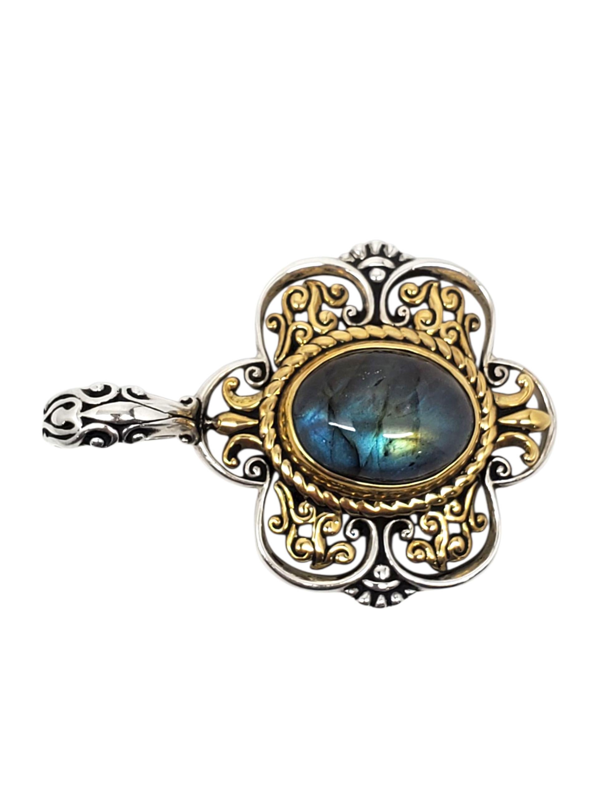 Taglio ovale Ciondolo in argento e ottone con labradorite di Carolyn Pollack #23655 in vendita