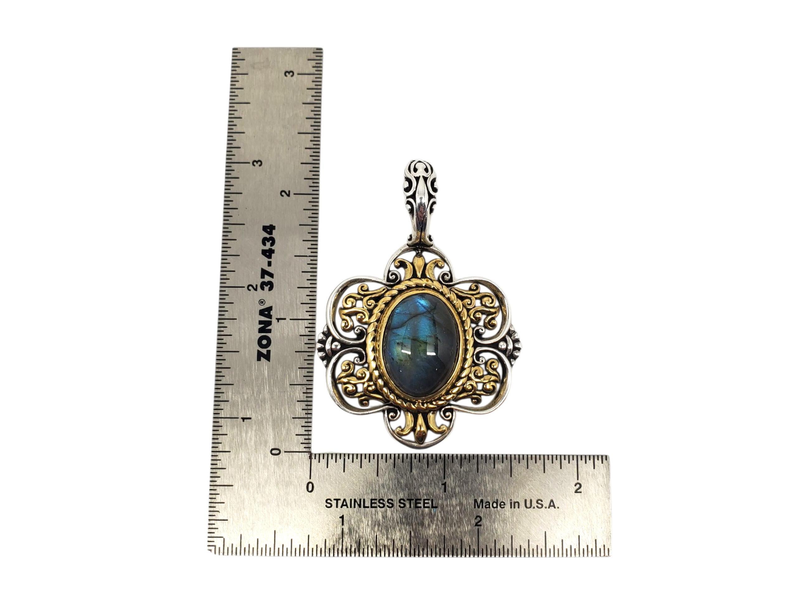 Ciondolo in argento e ottone con labradorite di Carolyn Pollack #23655 in vendita 1