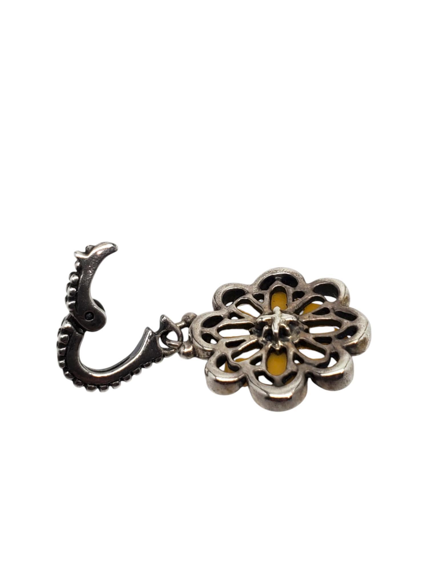 Carolyn Pollack Pendentif breloque à fleur jaune sculpté en argent sterling n° 19588 en vente 1