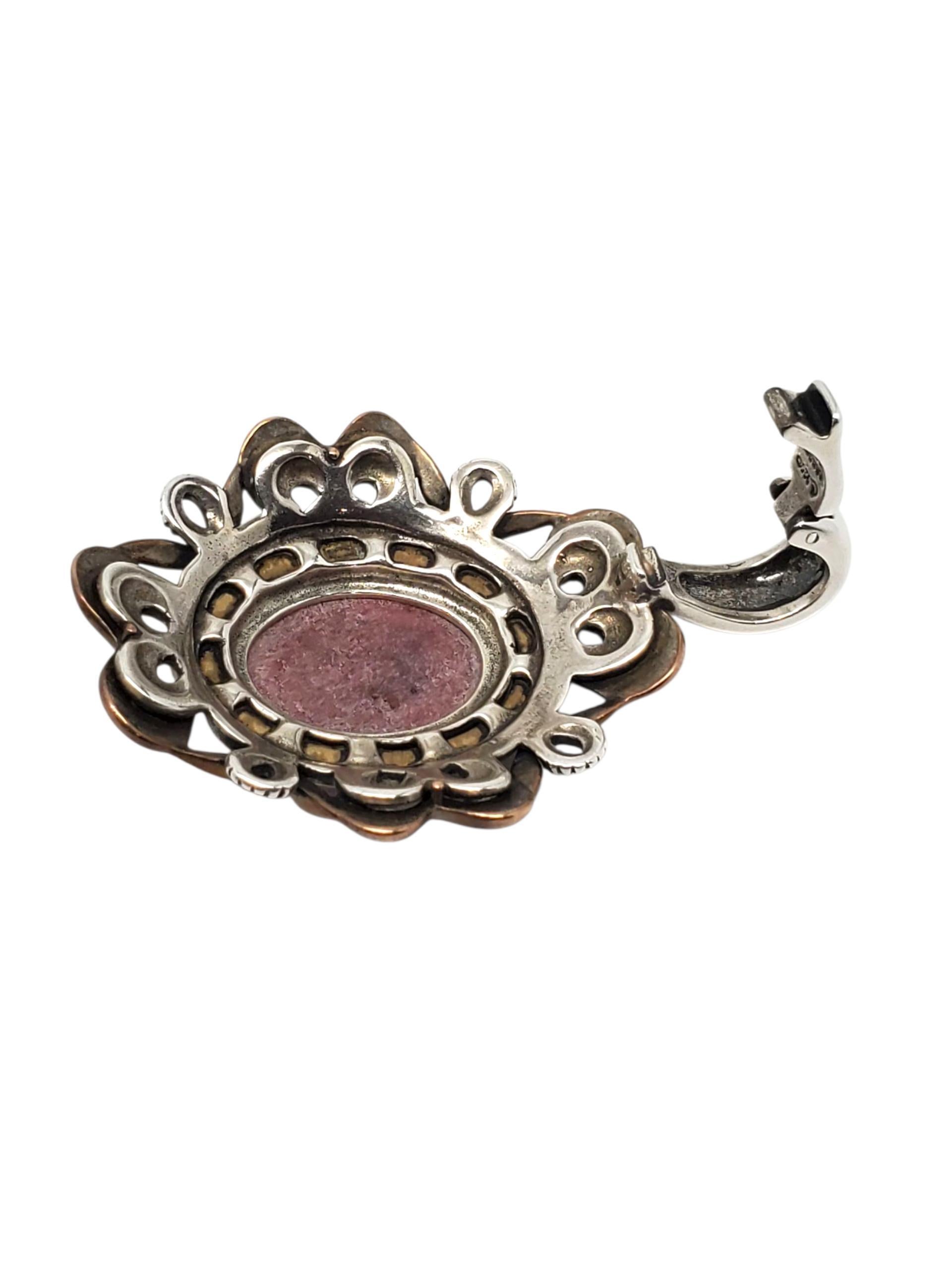 Donna Ciondolo di rodonite rosa in rame e ottone di Carolyn Pollack, argento sterling #23656 in vendita