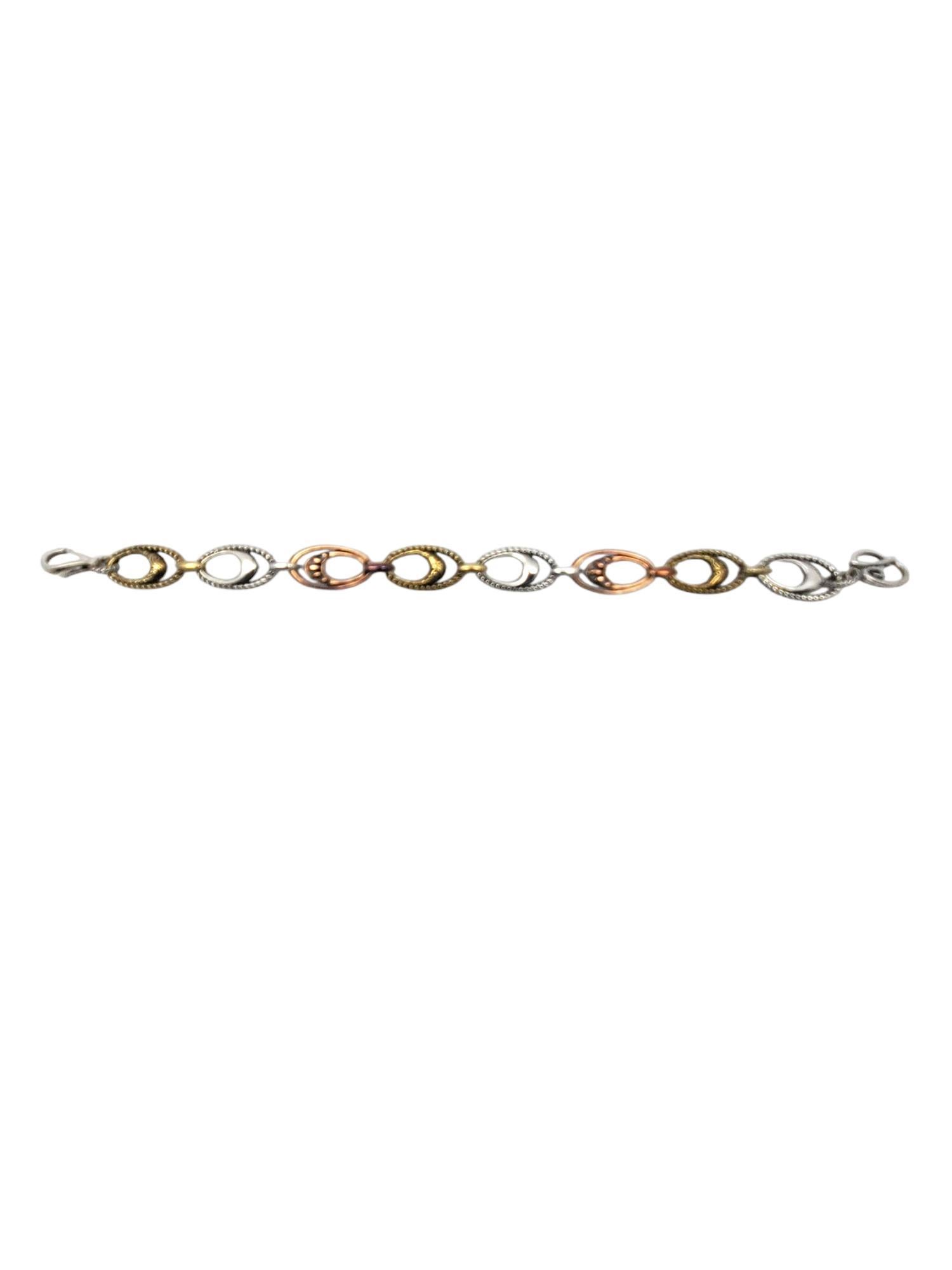 Women's Carolyn Pollack Sterling Silver Copper Brass Link Bracelet #21028 For Sale