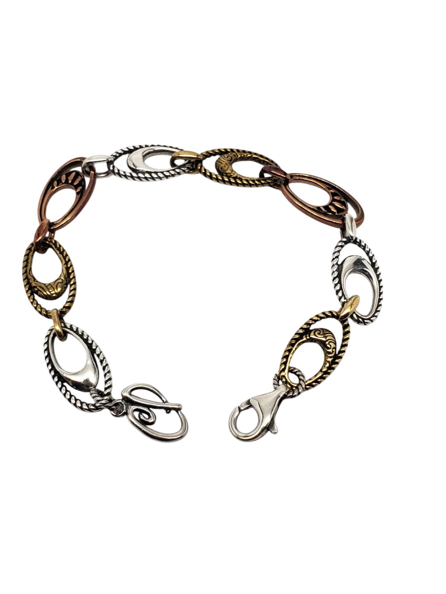 Carolyn Pollack Sterling Silver Copper Brass Link Bracelet #21028 For Sale 1