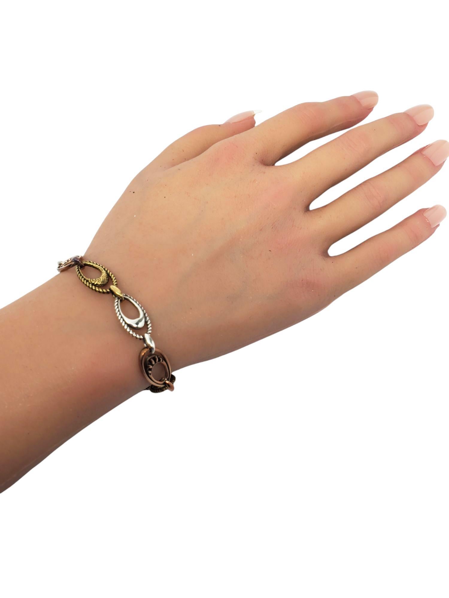 Carolyn Pollack Sterling Silver Copper Brass Link Bracelet #21028 For Sale 2
