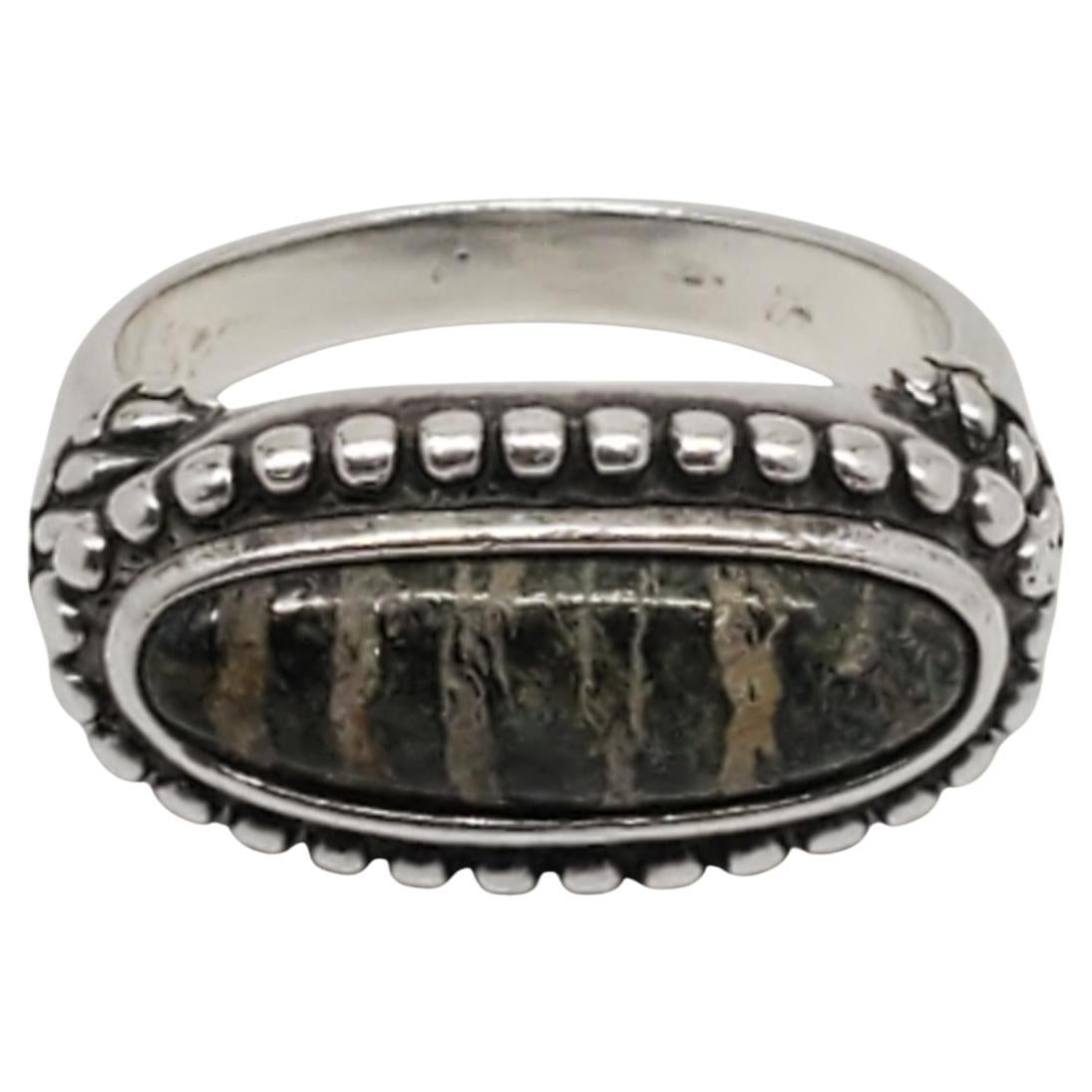 Anillo Carolyn Pollack de plata de ley y jaspe verde Tamaño 6,75 #20831